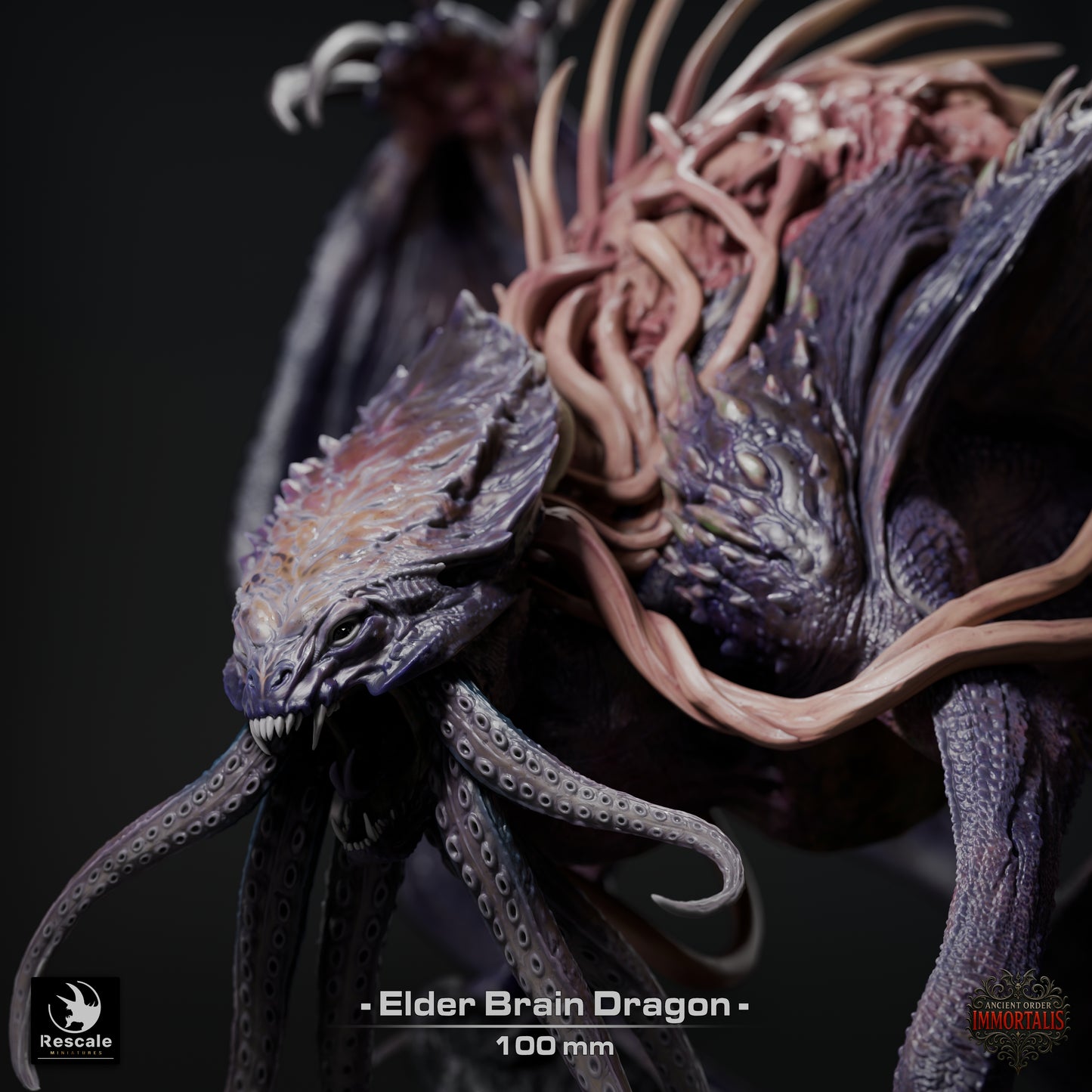 Elder Brain Dragon Large D&D Miniature | Mind Flayer Dragon Figure | Resin 3D Printed Tabletop RPG Model | 100mm Base
