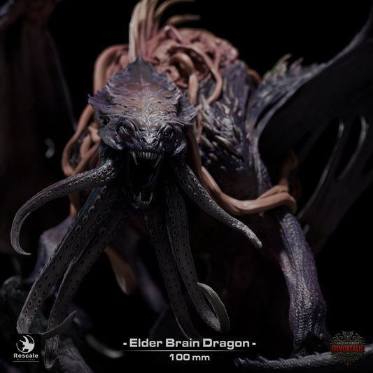 Elder Brain Dragon Large D&D Miniature | Mind Flayer Dragon Figure | Resin 3D Printed Tabletop RPG Model | 100mm Base