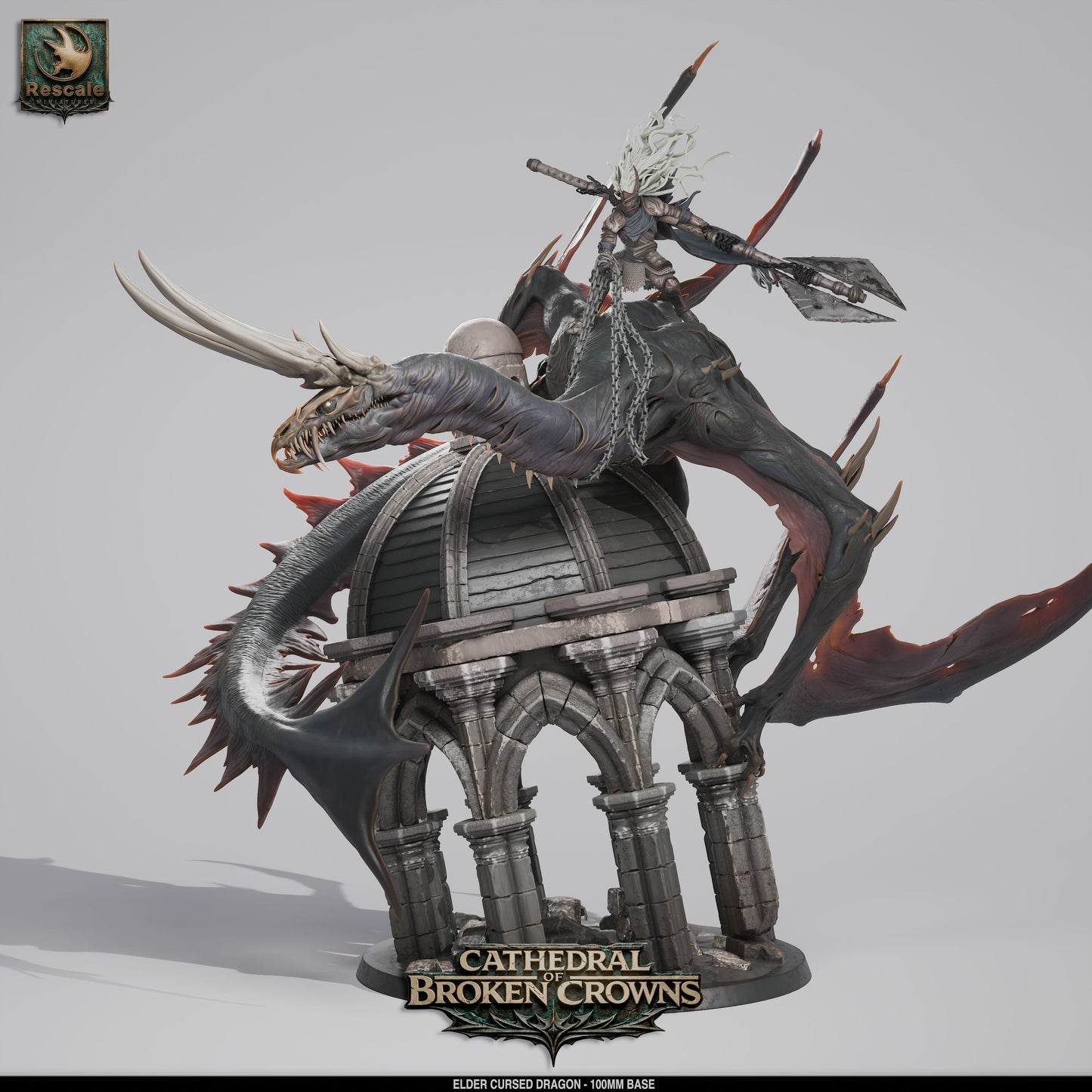 Elder Cursed Dragon DND Miniature TTRPG Resin Figure 100mm Base