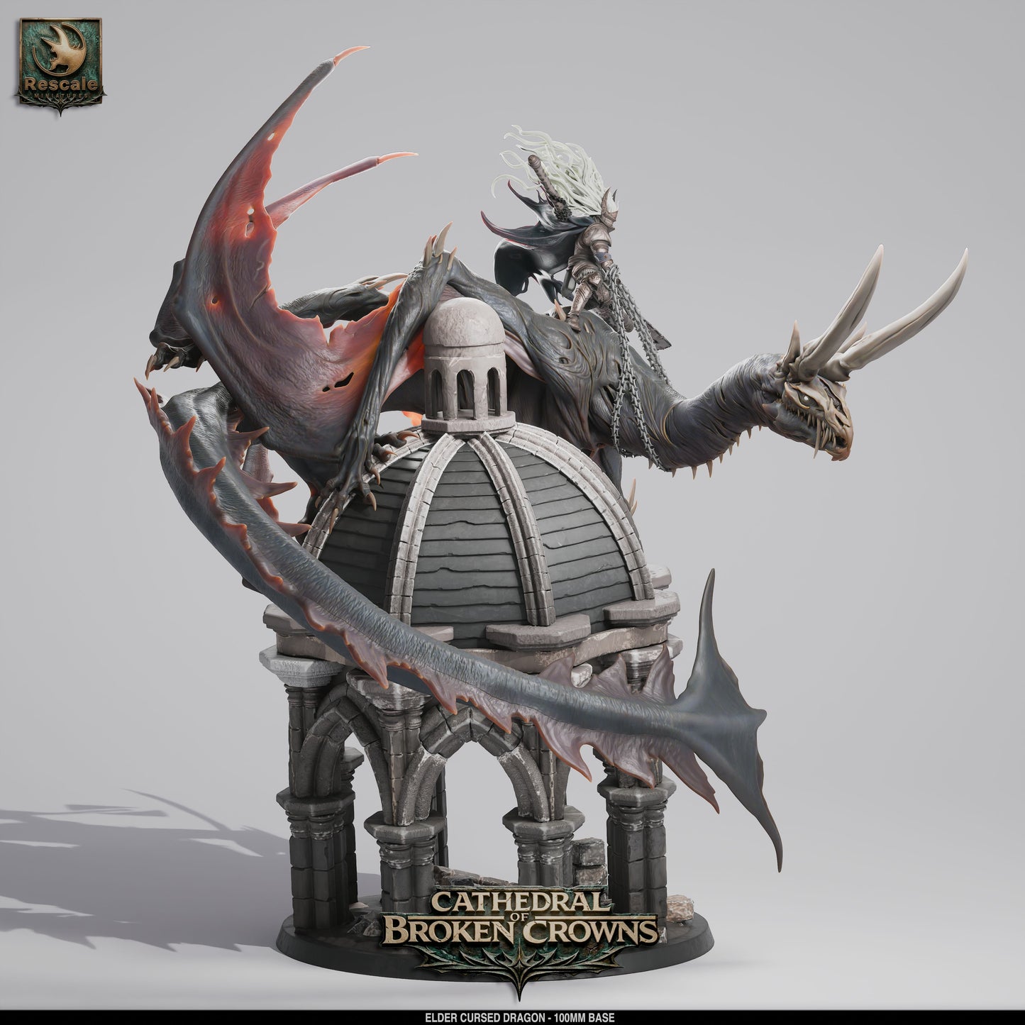 Elder Cursed Dragon DND Miniature TTRPG Resin Figure 100mm Base