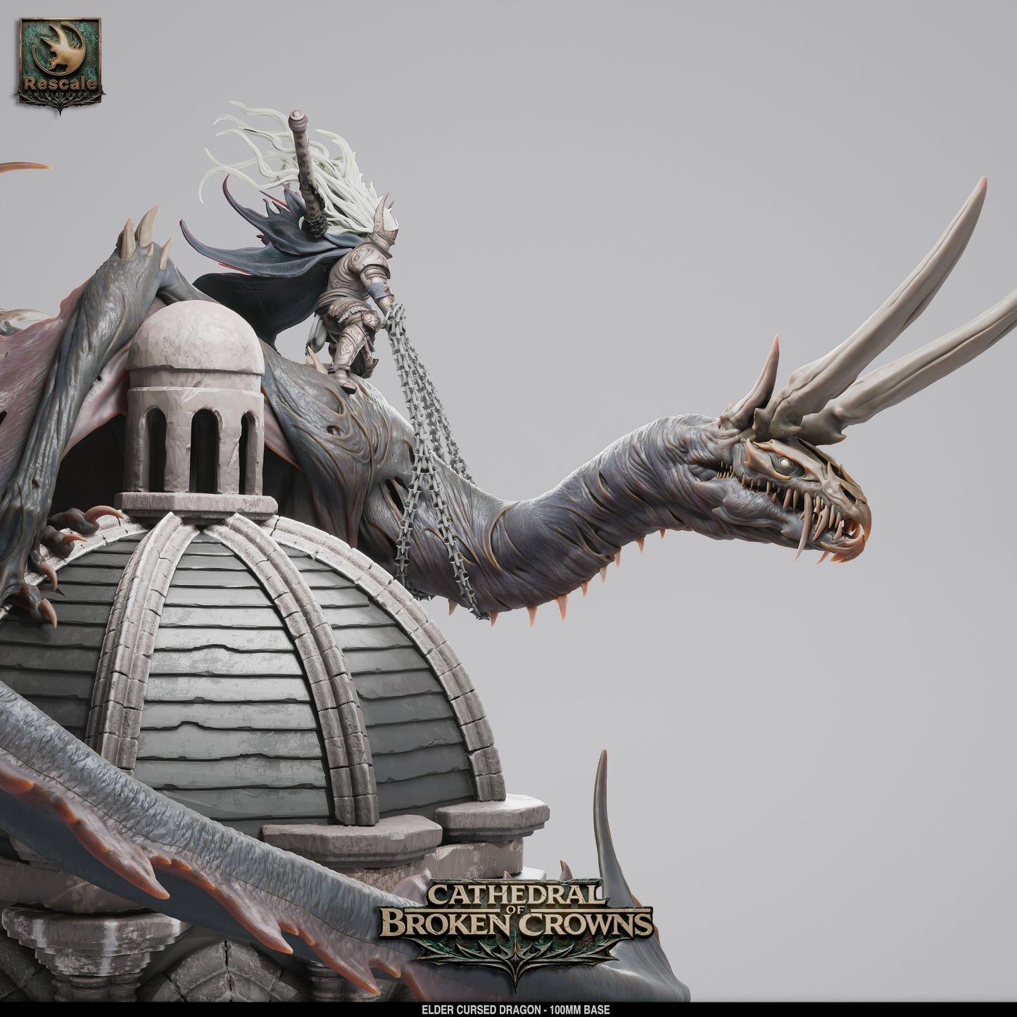 Elder Cursed Dragon DND Miniature TTRPG Resin Figure 100mm Base