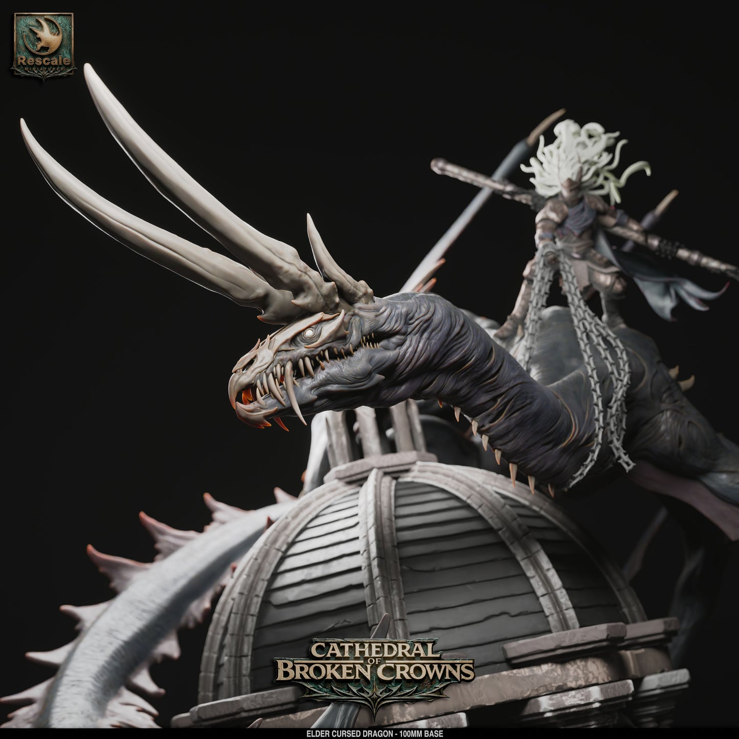 Elder Cursed Dragon DND Miniature TTRPG Resin Figure 100mm Base