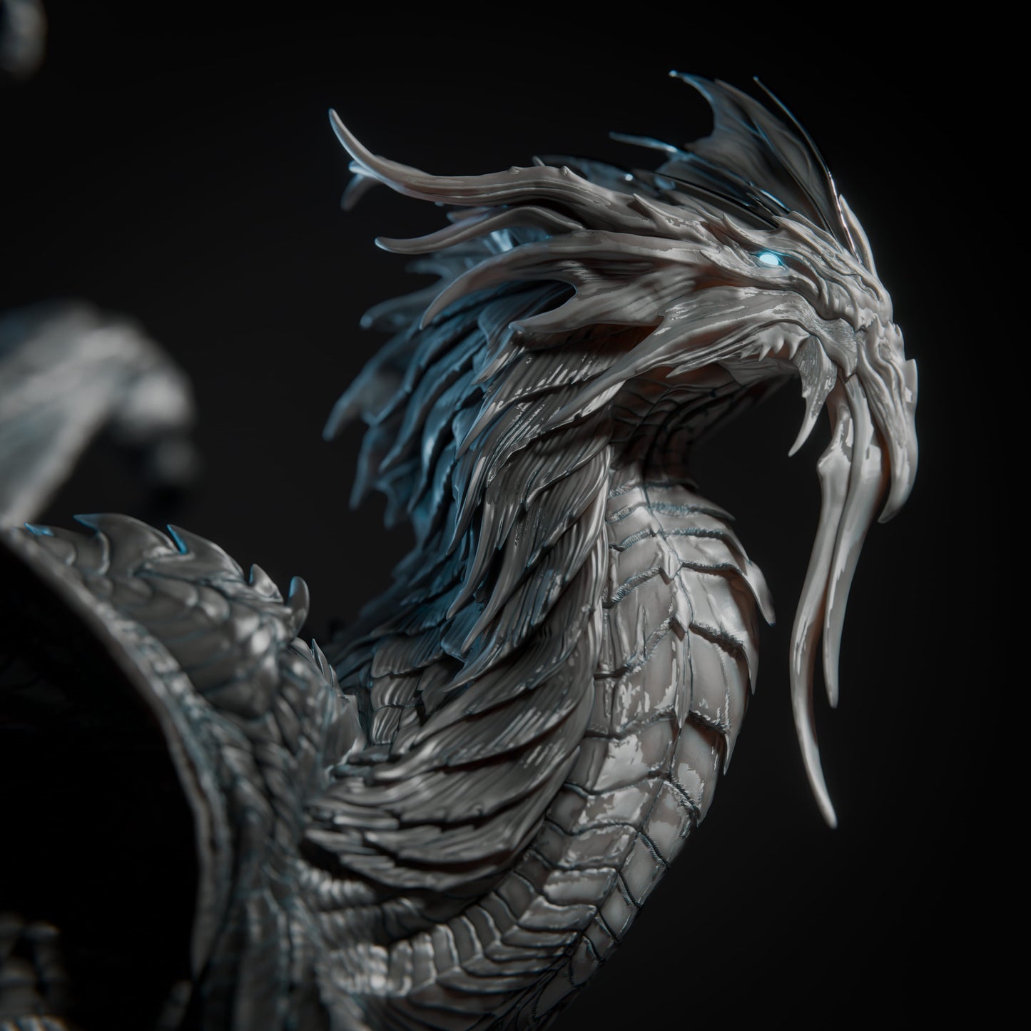 Elder Silver Dragon Large D&D Miniature | Ancient Silver Dragon Boss Figure | Resin Tabletop RPG Model | 100mm Base