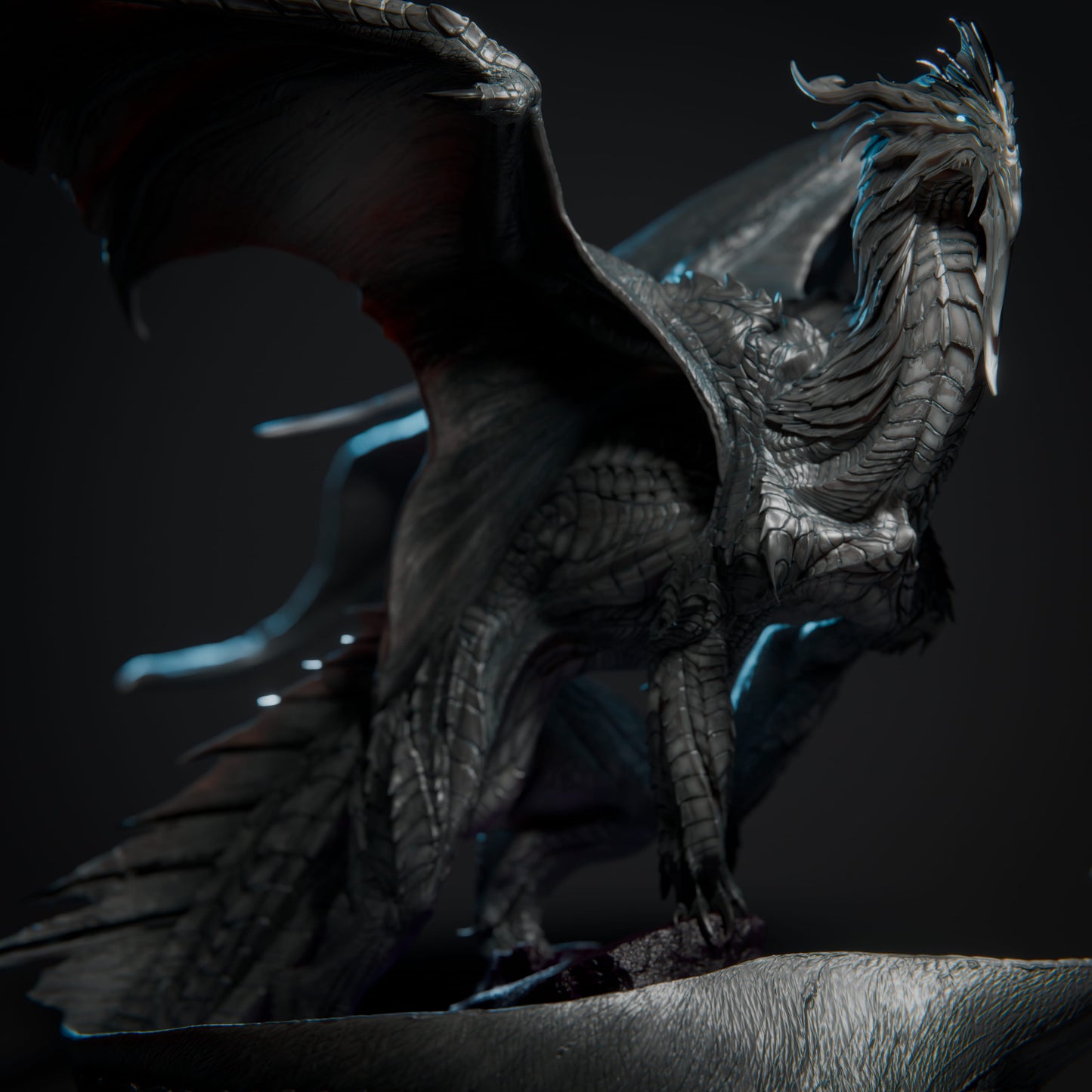 Elder Silver Dragon Large D&D Miniature | Ancient Silver Dragon Boss Figure | Resin Tabletop RPG Model | 100mm Base