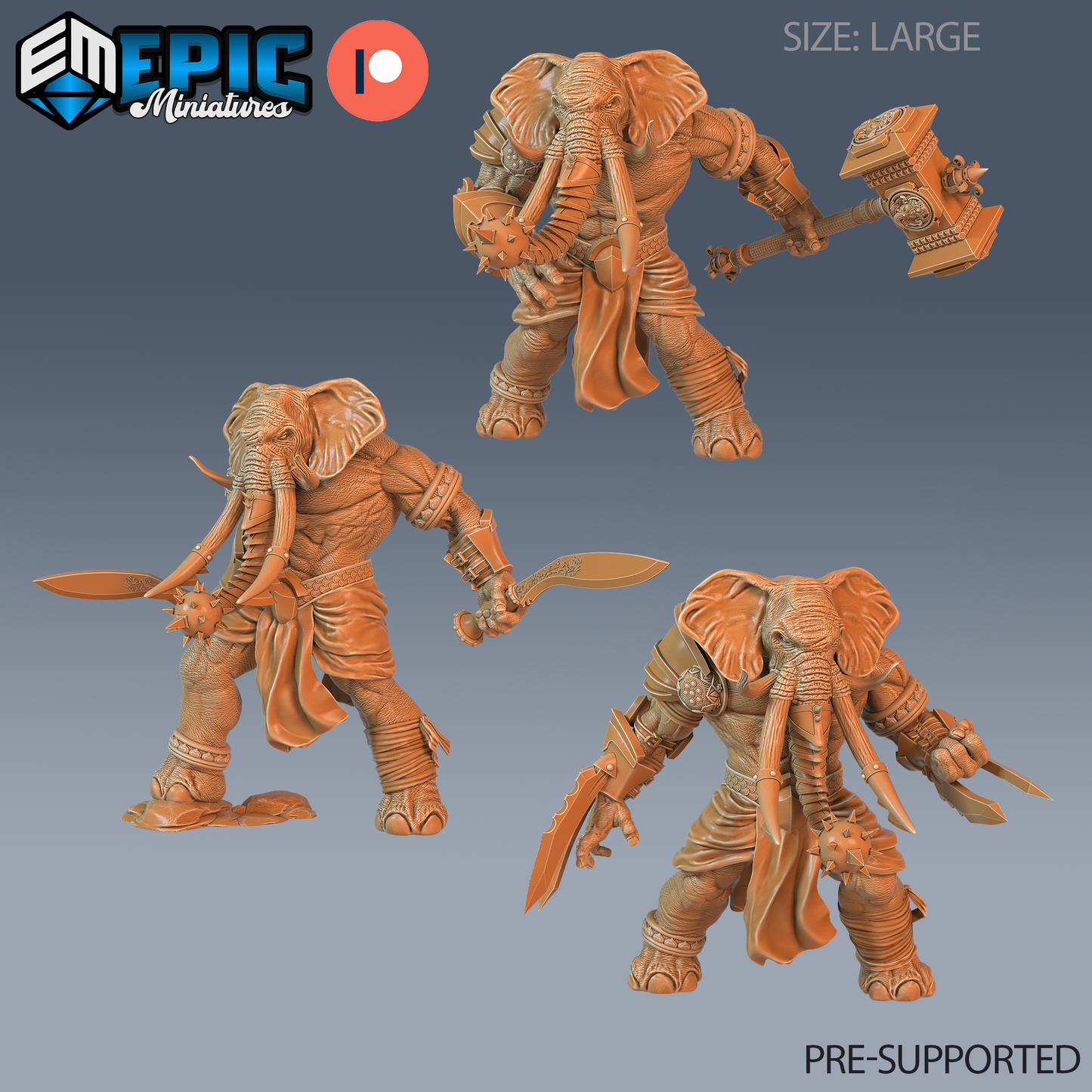 Elephant Folk DND TTRPG Resin Model 51mm Base