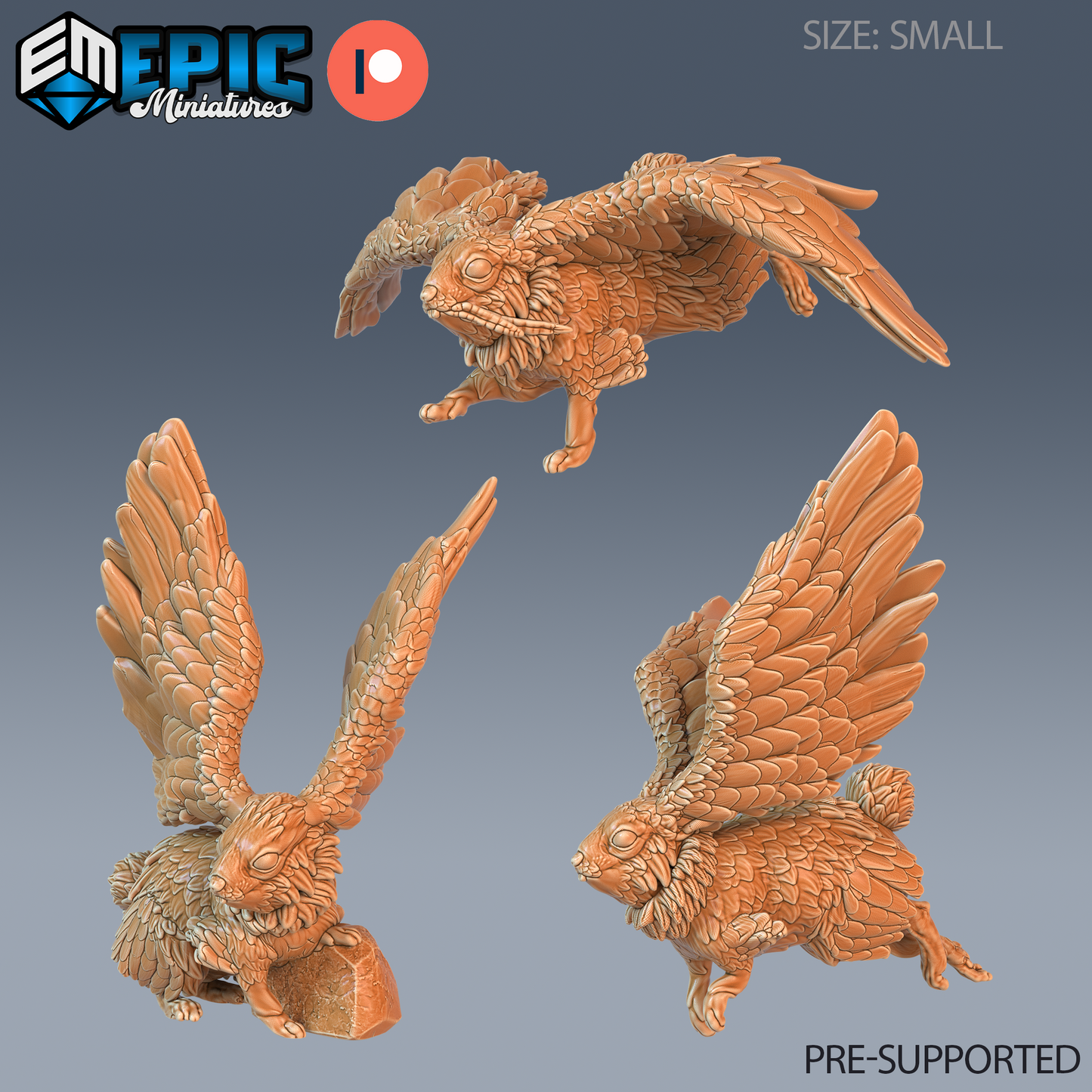 Flying Rabbit DND Miniature TTRPG Resin Figure 20mm Base
