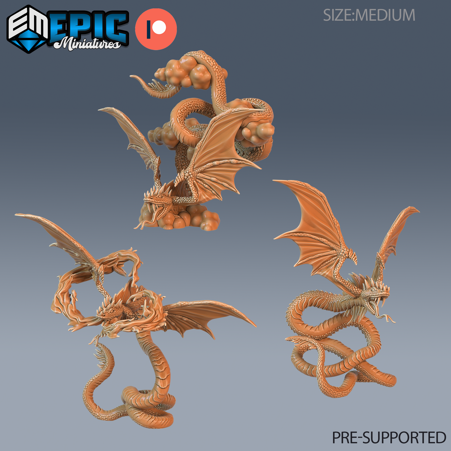 Flying Snake DND Miniature TTRPG Resin Figure 25mm Base