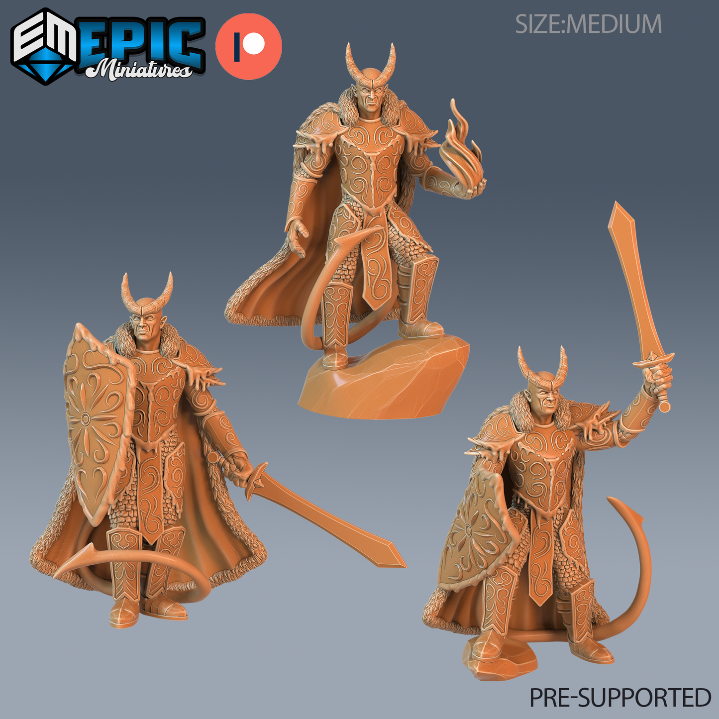 Frost Tiefling | Ice-Touched Adventurer | Resin Tabletop RPG Figure | 25mm Base