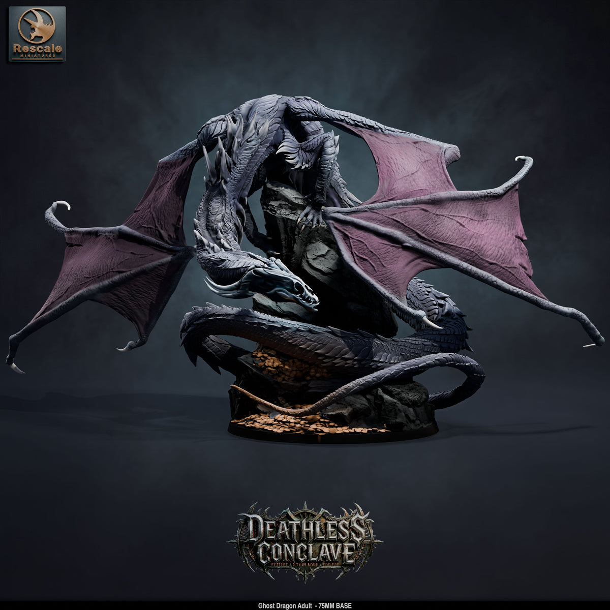 Ghost Dragon DND TTRPG Resin Model 75mm Base
