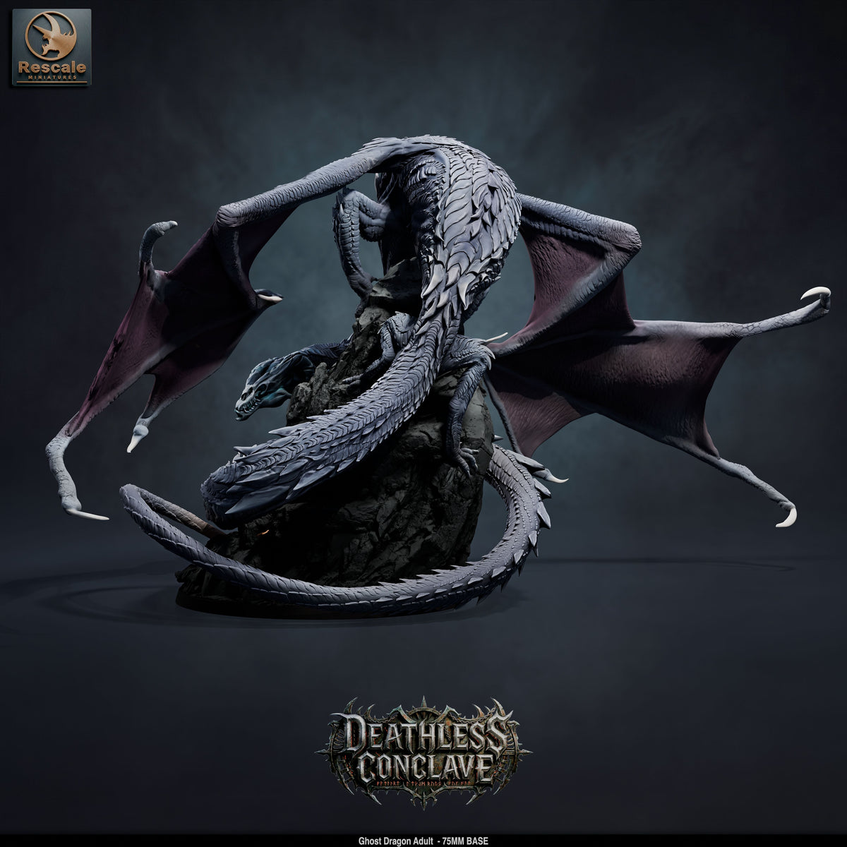 Ghost Dragon DND TTRPG Resin Model 75mm Base