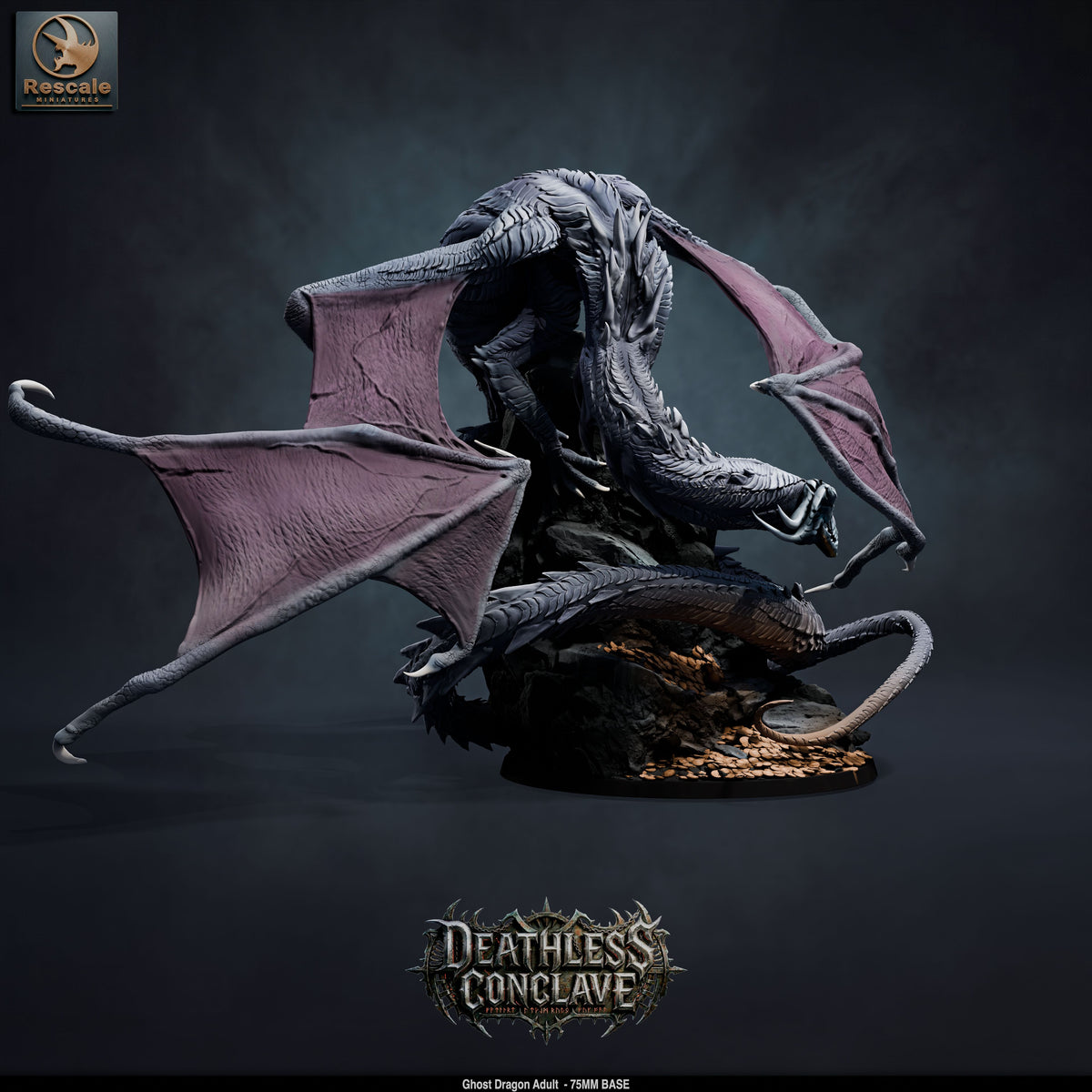 Ghost Dragon DND TTRPG Resin Model 75mm Base