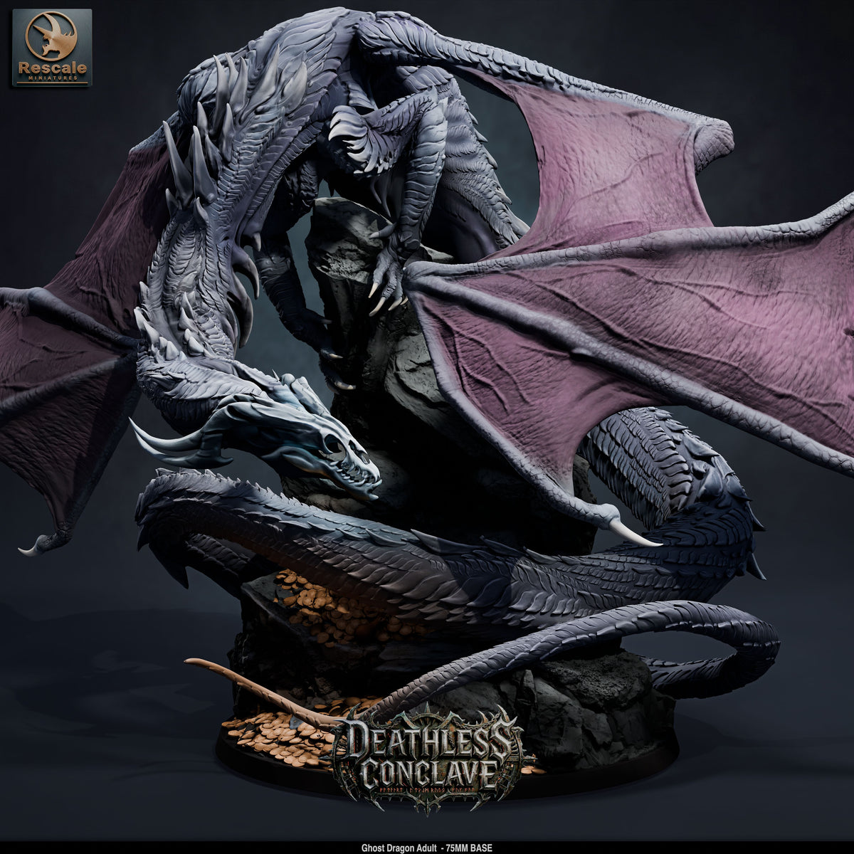 Ghost Dragon DND TTRPG Resin Model 75mm Base