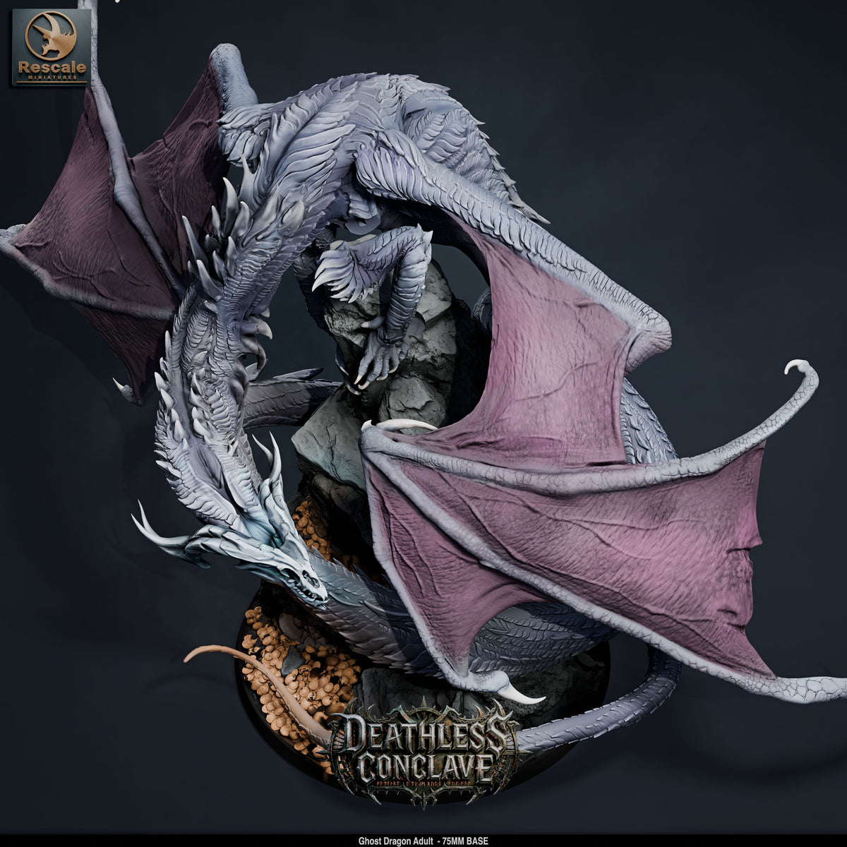 Ghost Dragon DND TTRPG Resin Model 75mm Base