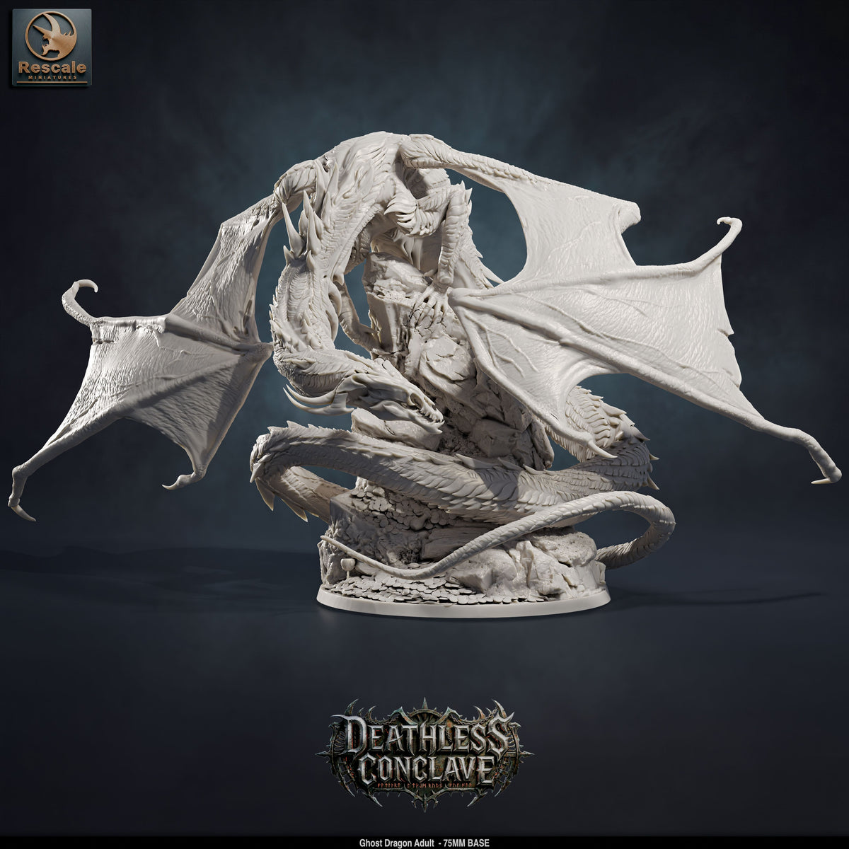 Ghost Dragon DND TTRPG Resin Model 75mm Base