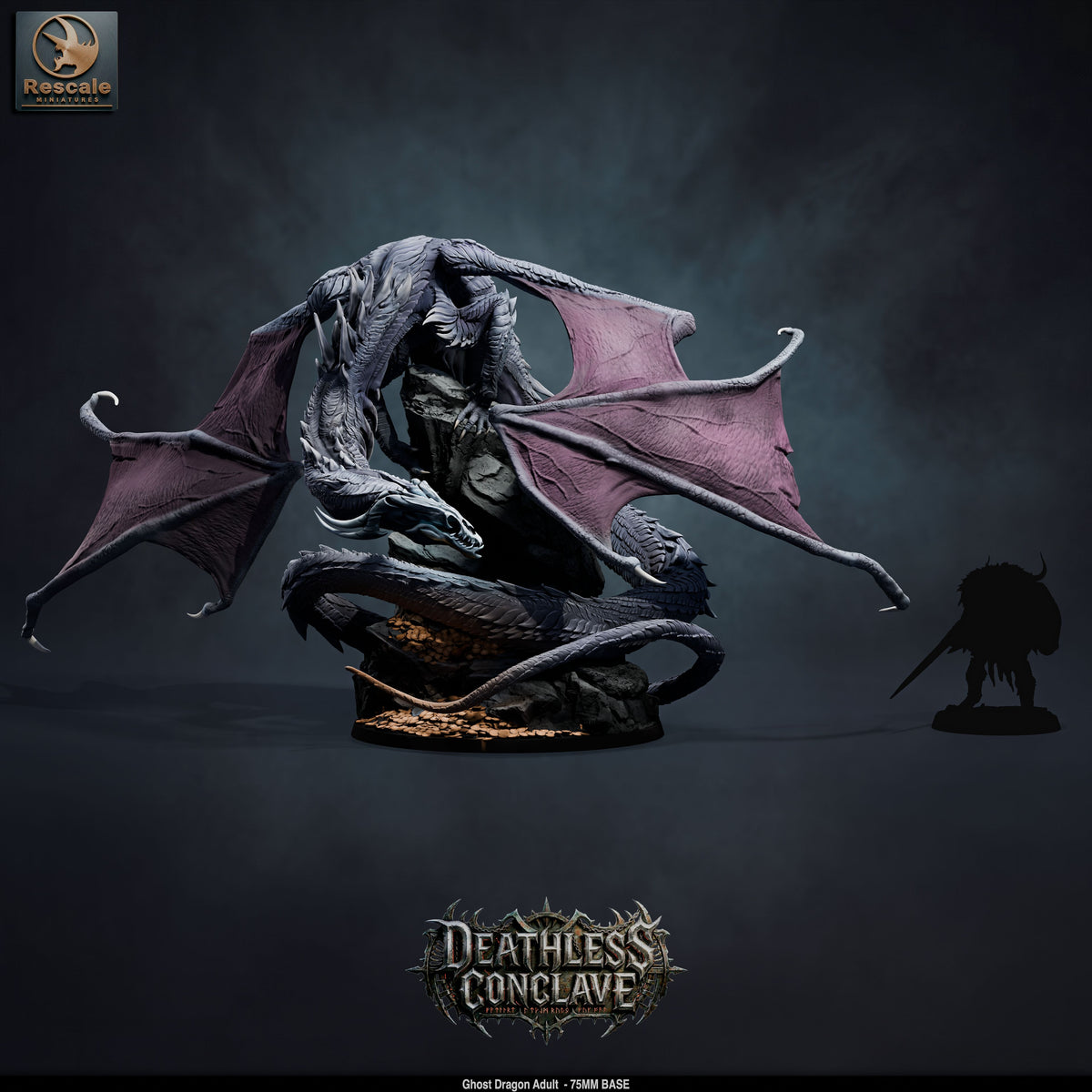 Ghost Dragon DND TTRPG Resin Model 75mm Base