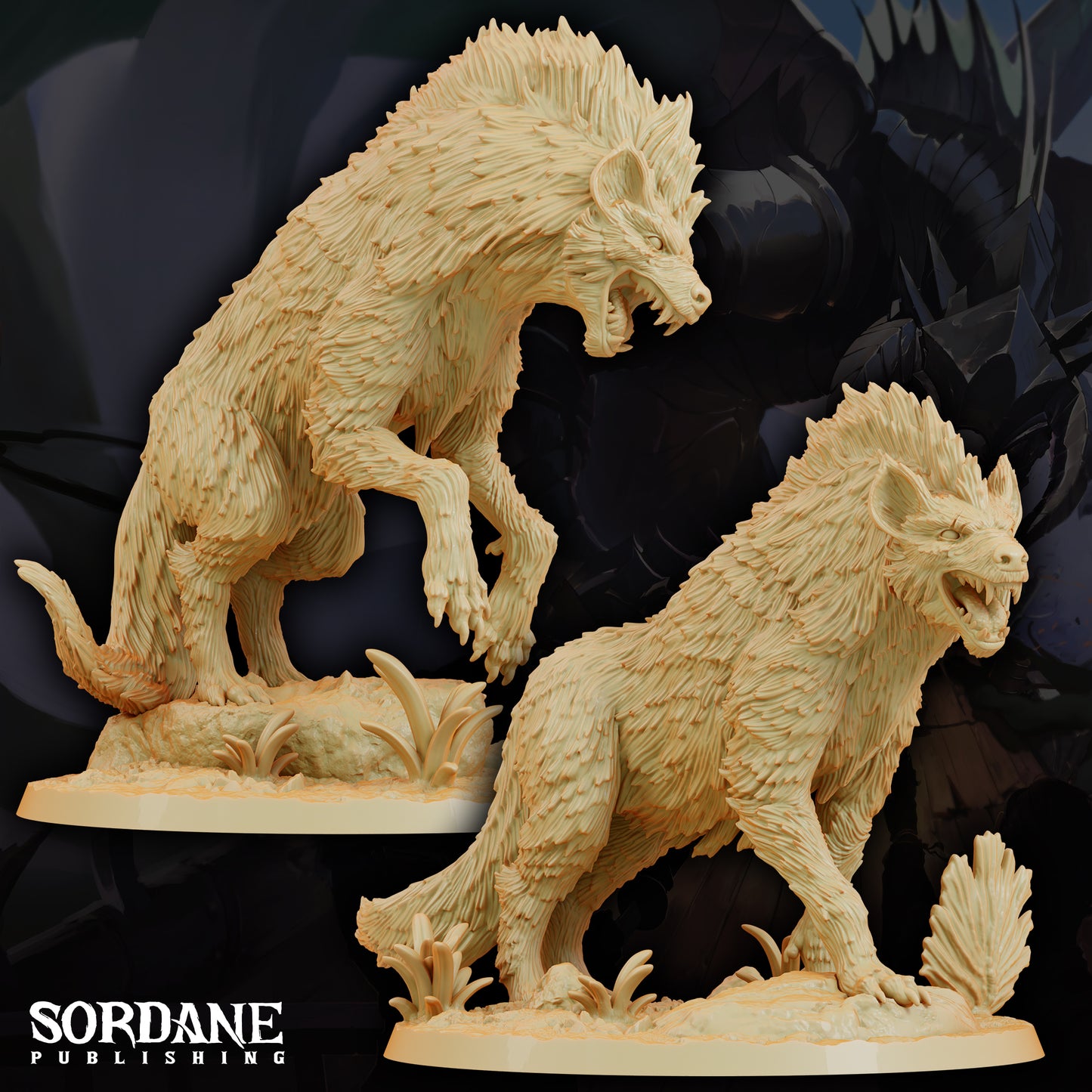Giant Hyena DND Miniature TTRPG Resin Figure 75mm Base