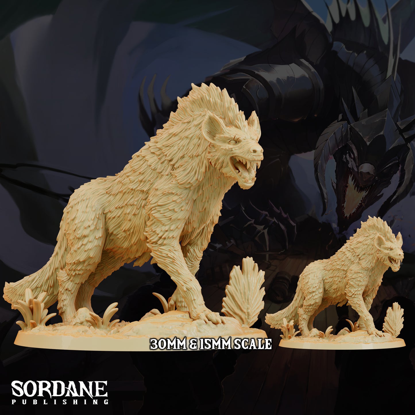 Giant Hyena DND Miniature TTRPG Resin Figure 75mm Base