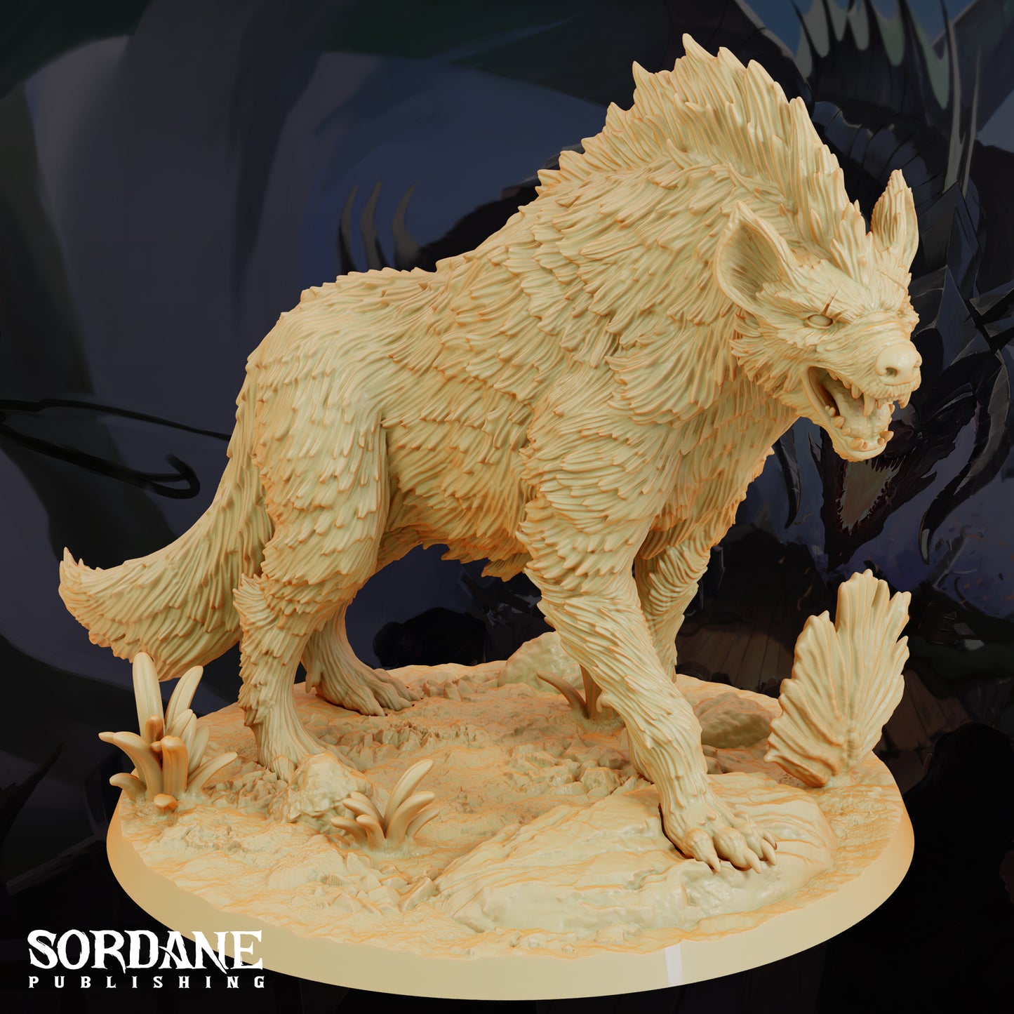 Giant Hyena DND Miniature TTRPG Resin Figure 75mm Base