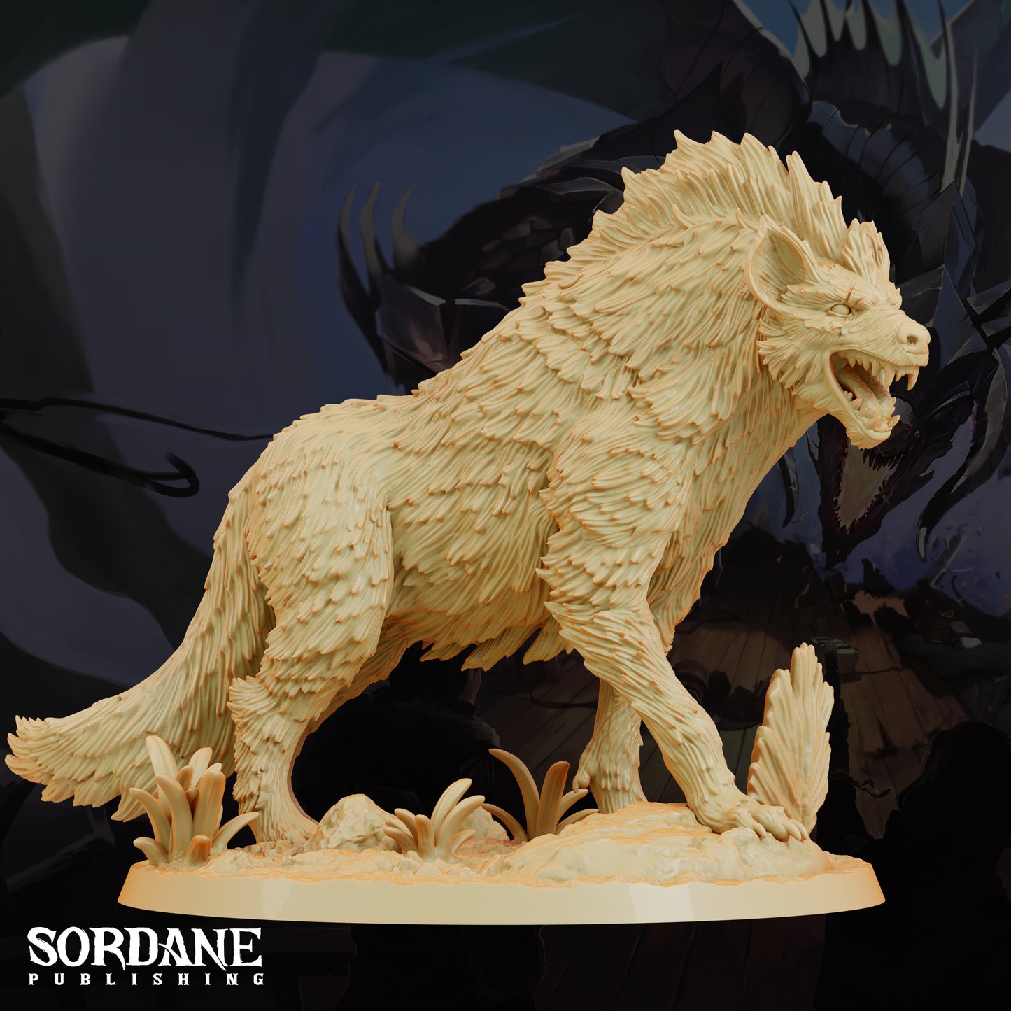 Giant Hyena DND Miniature TTRPG Resin Figure 75mm Base