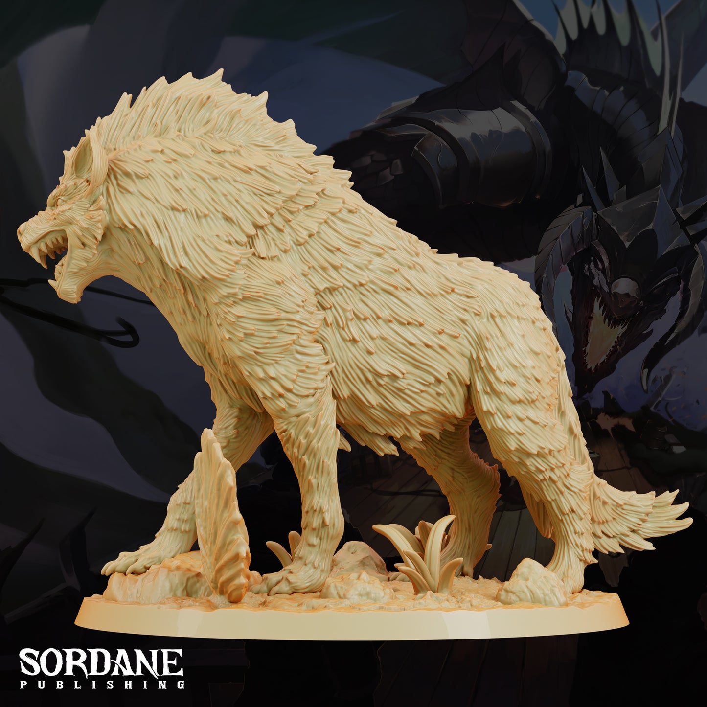 Giant Hyena DND Miniature TTRPG Resin Figure 75mm Base