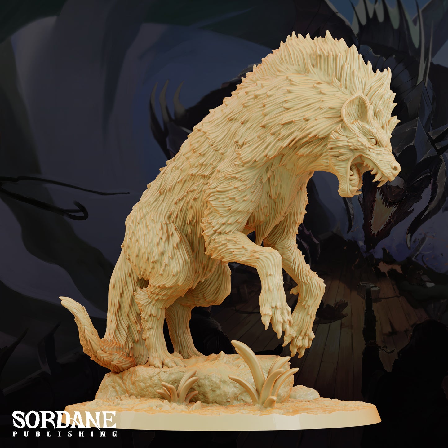 Giant Hyena DND Miniature TTRPG Resin Figure 75mm Base