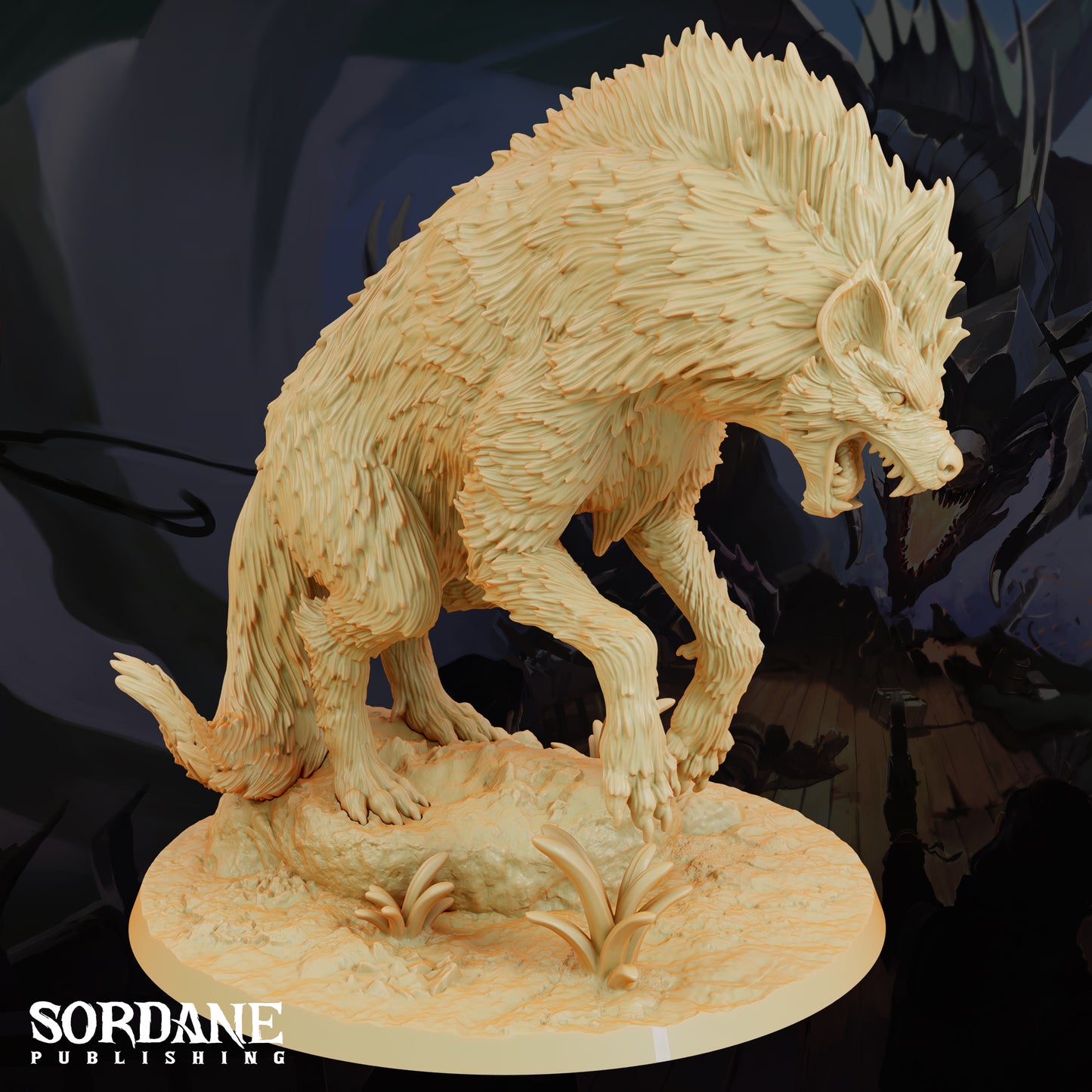 Giant Hyena DND Miniature TTRPG Resin Figure 75mm Base