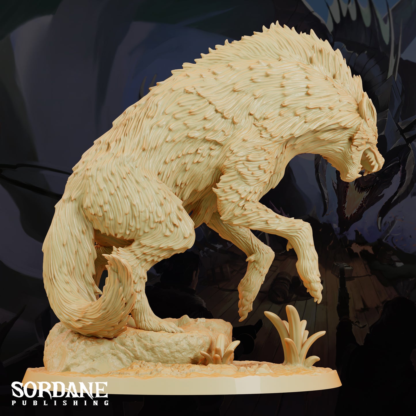 Giant Hyena DND Miniature TTRPG Resin Figure 75mm Base