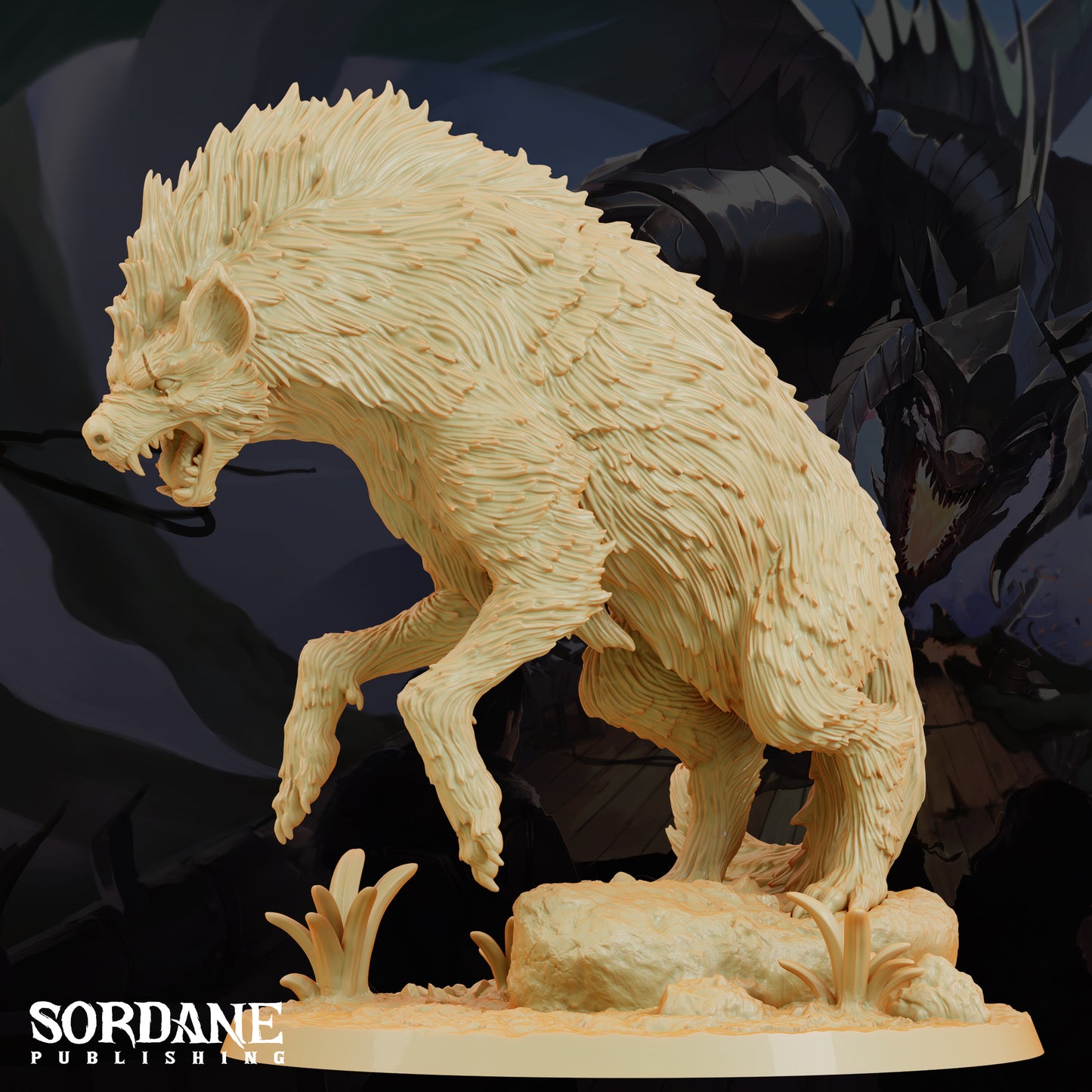 Giant Hyena DND Miniature TTRPG Resin Figure 75mm Base