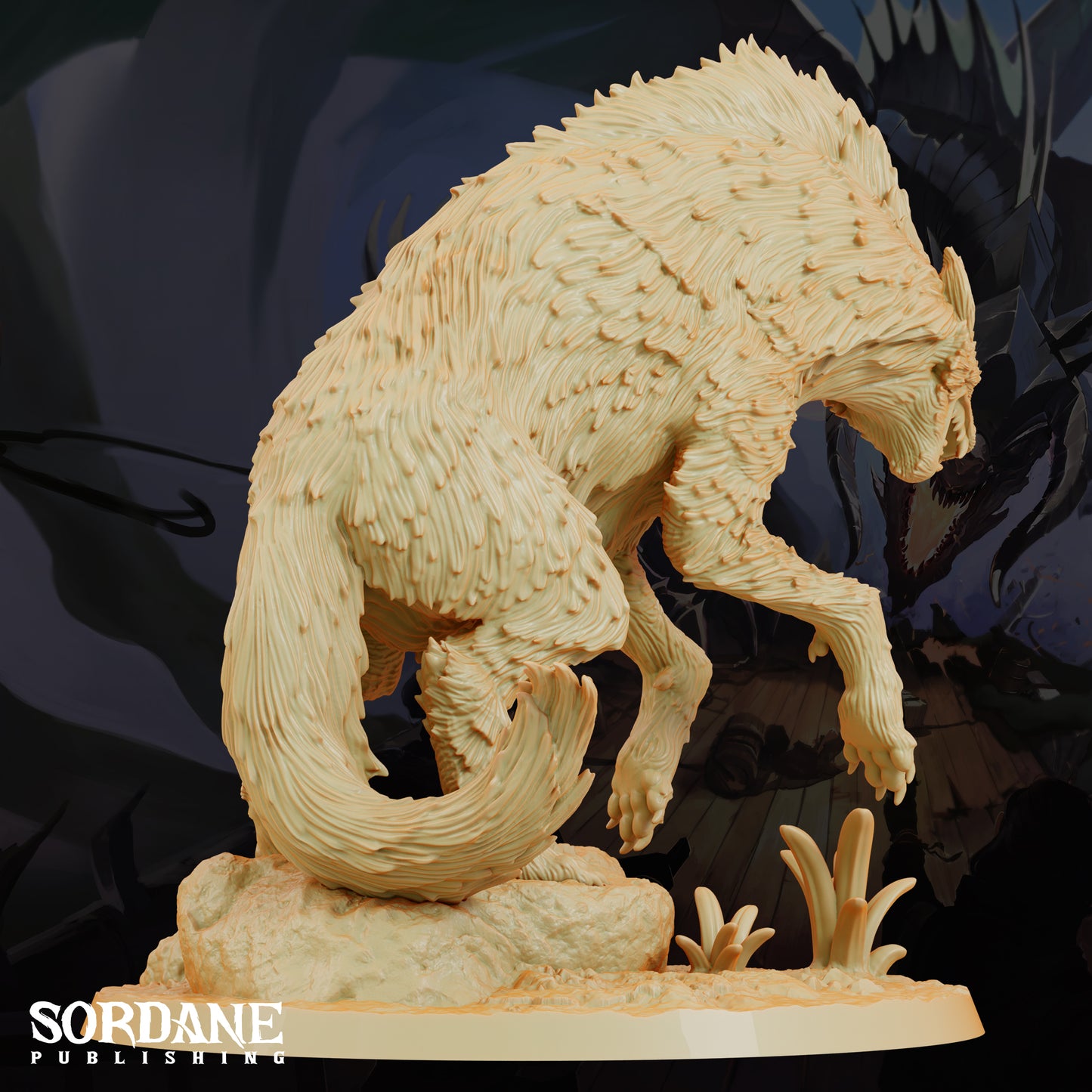 Giant Hyena DND Miniature TTRPG Resin Figure 75mm Base