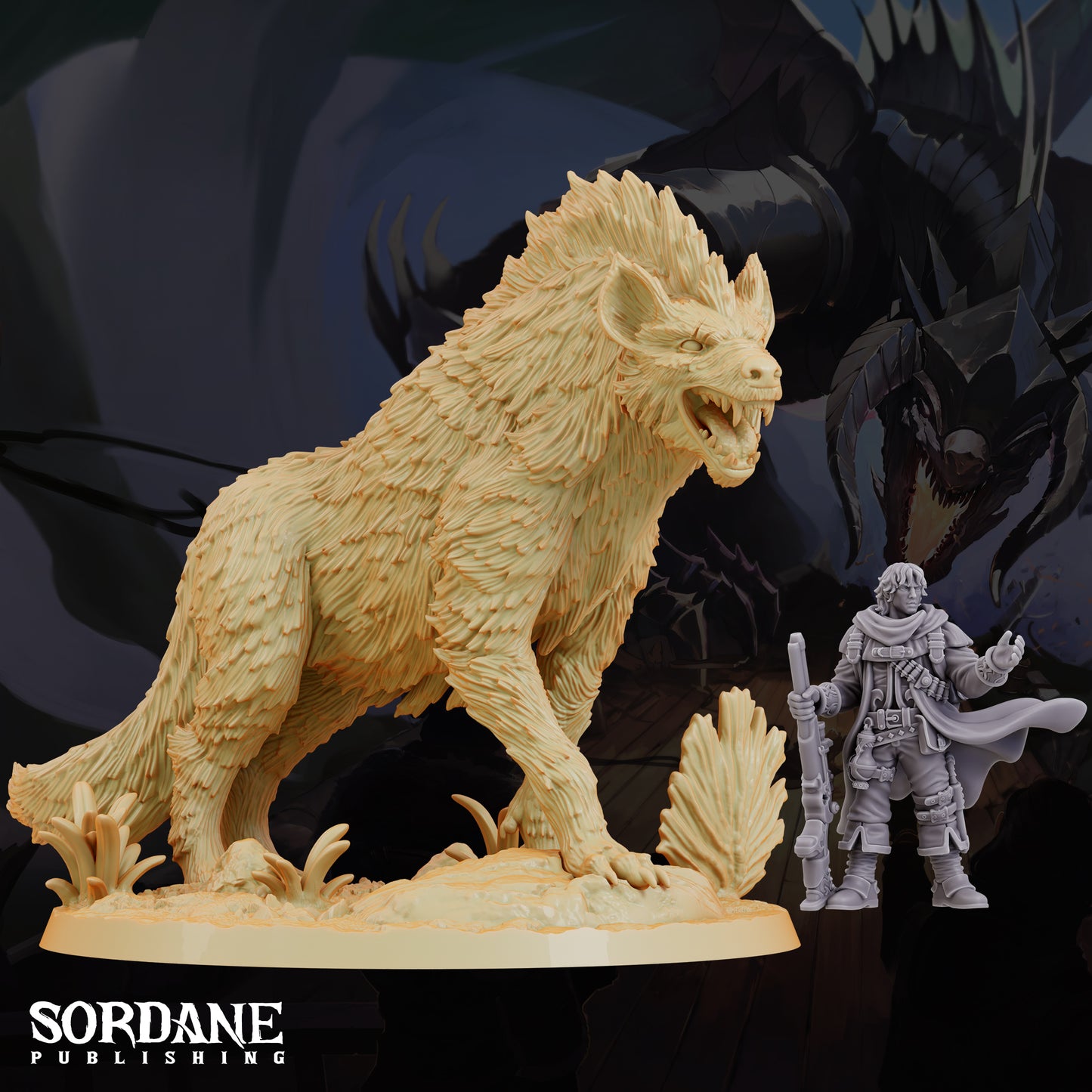 Giant Hyena DND Miniature TTRPG Resin Figure 75mm Base