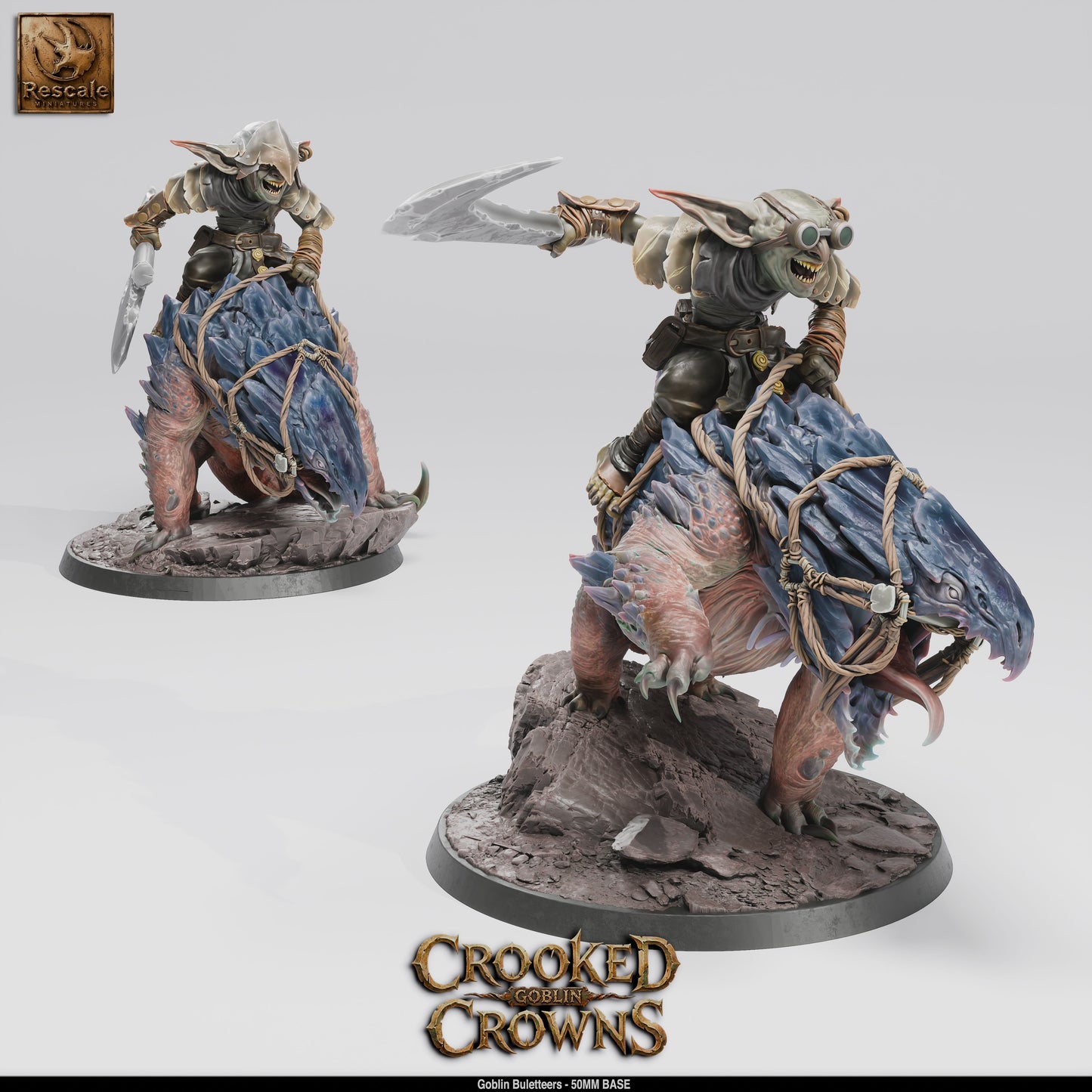 Goblin Bulette Riders DND Miniature TTRPG Resin Figure 50mm Base