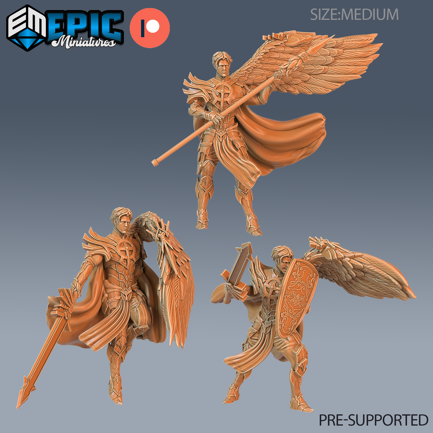 Half Angel Paladin DND Miniature TTRPG Resin Figure 25mm Base