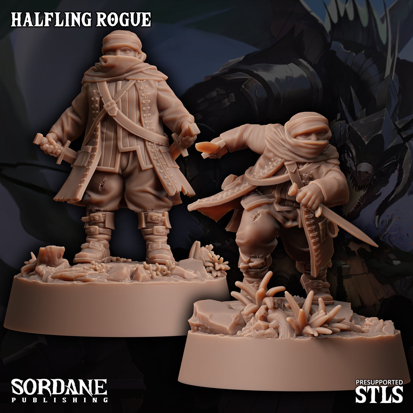 Halfling Rogue DND Miniature TTRPG Resin Figure 25mm Base