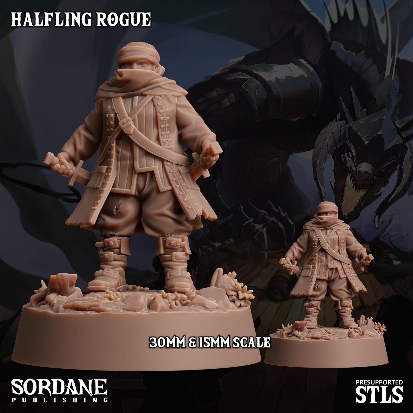 Halfling Rogue DND Miniature TTRPG Resin Figure 25mm Base
