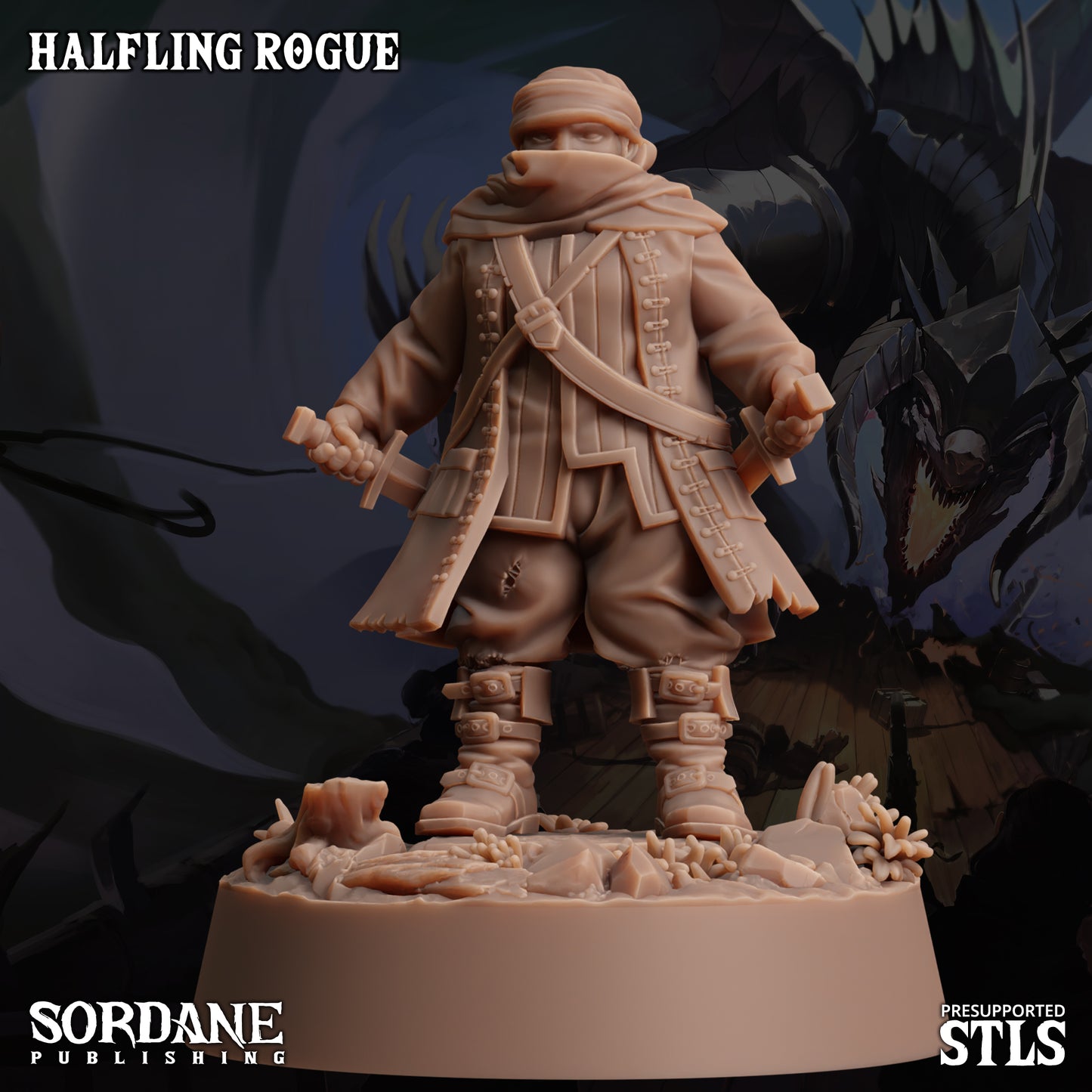 Halfling Rogue DND Miniature TTRPG Resin Figure 25mm Base