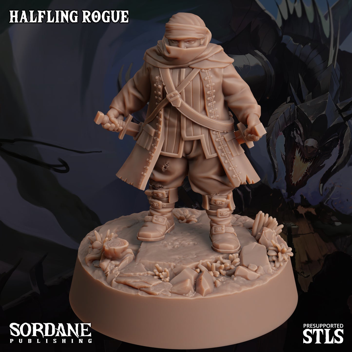 Halfling Rogue DND Miniature TTRPG Resin Figure 25mm Base