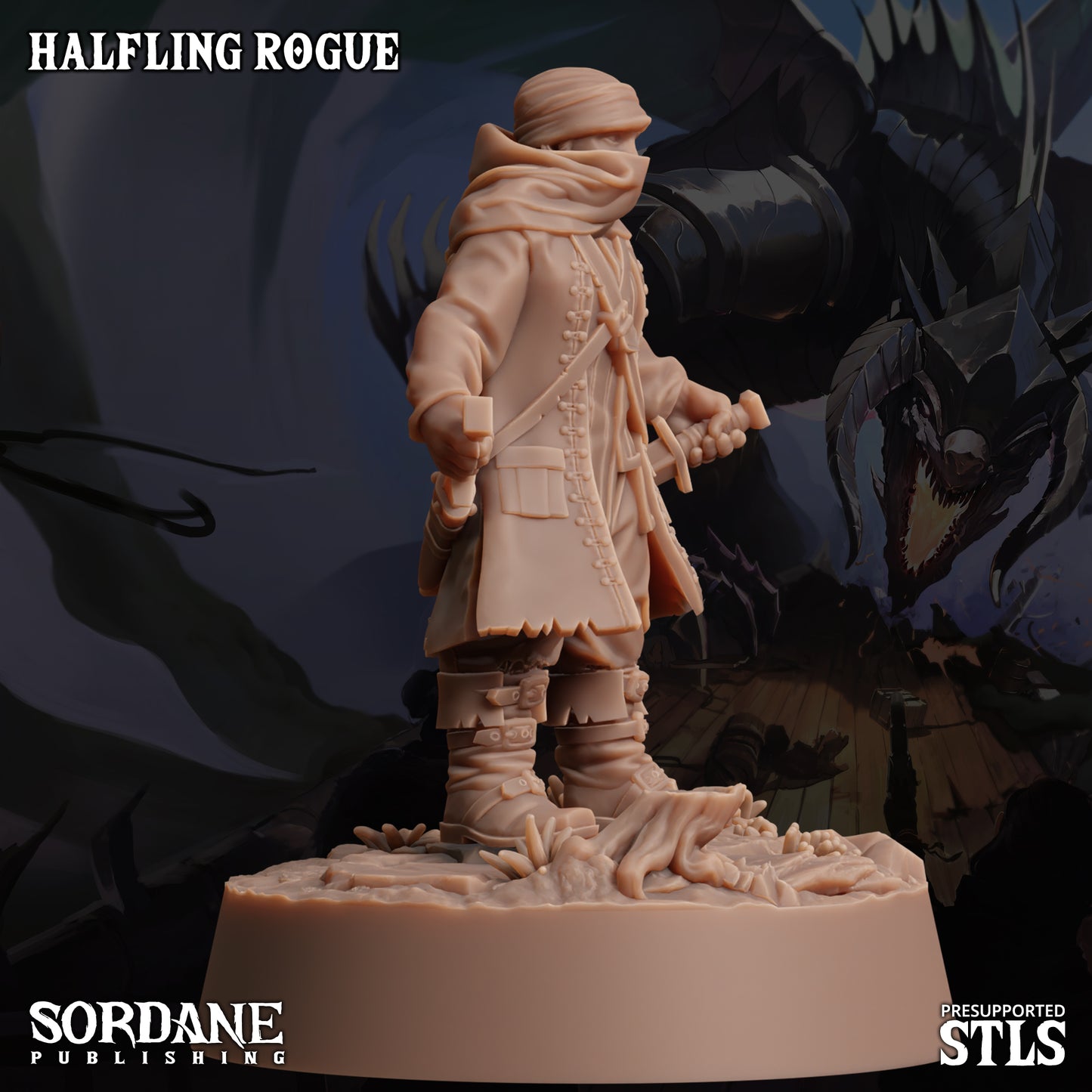 Halfling Rogue DND Miniature TTRPG Resin Figure 25mm Base