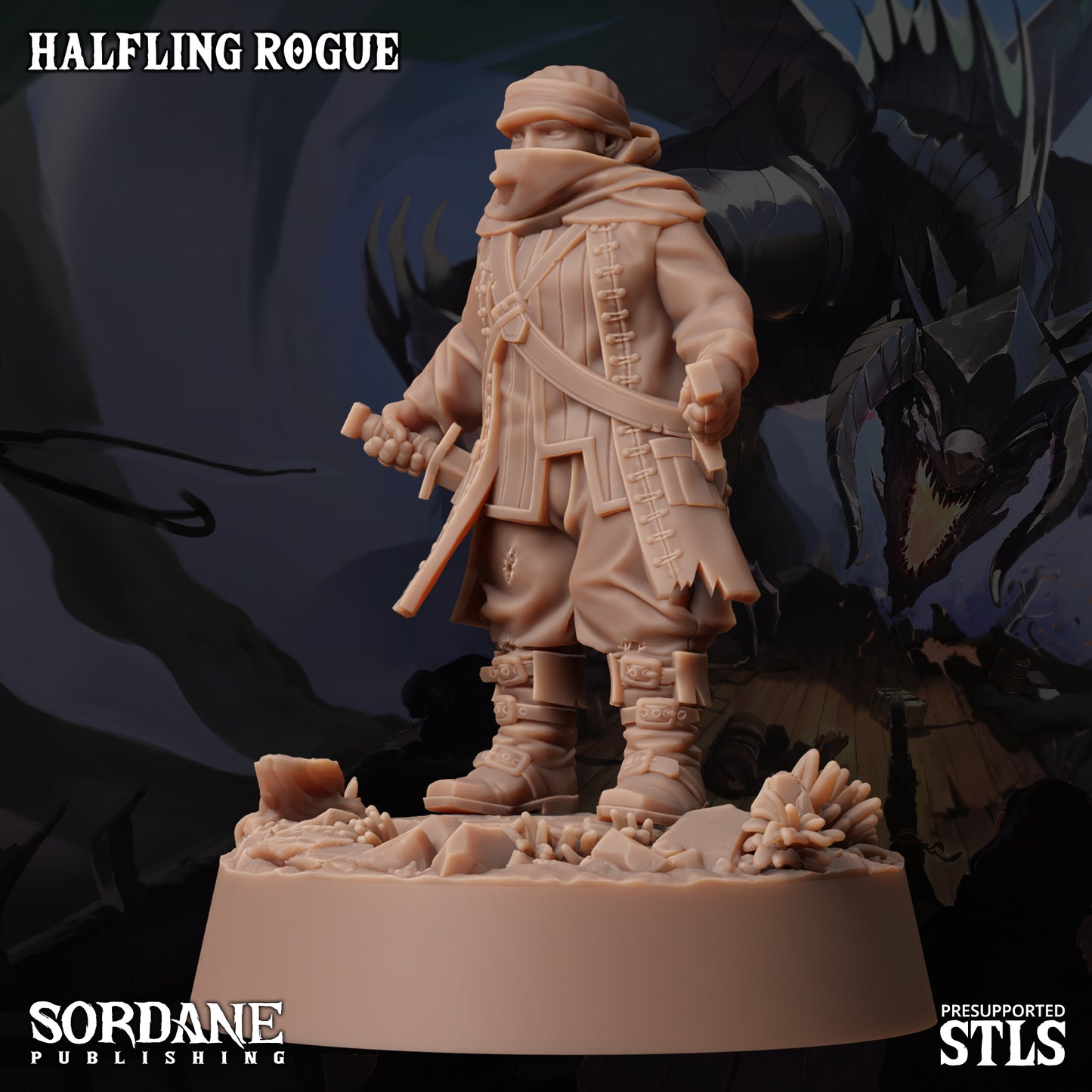 Halfling Rogue DND Miniature TTRPG Resin Figure 25mm Base