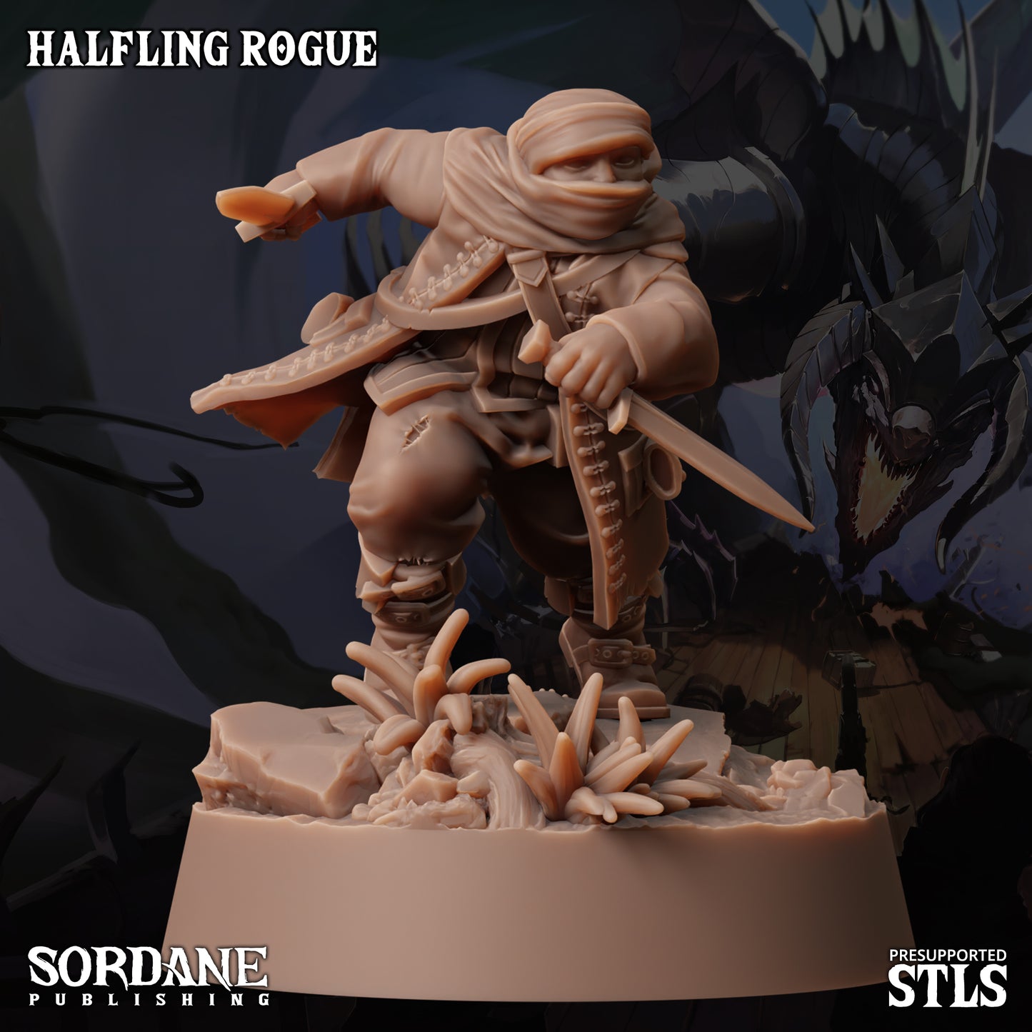 Halfling Rogue DND Miniature TTRPG Resin Figure 25mm Base