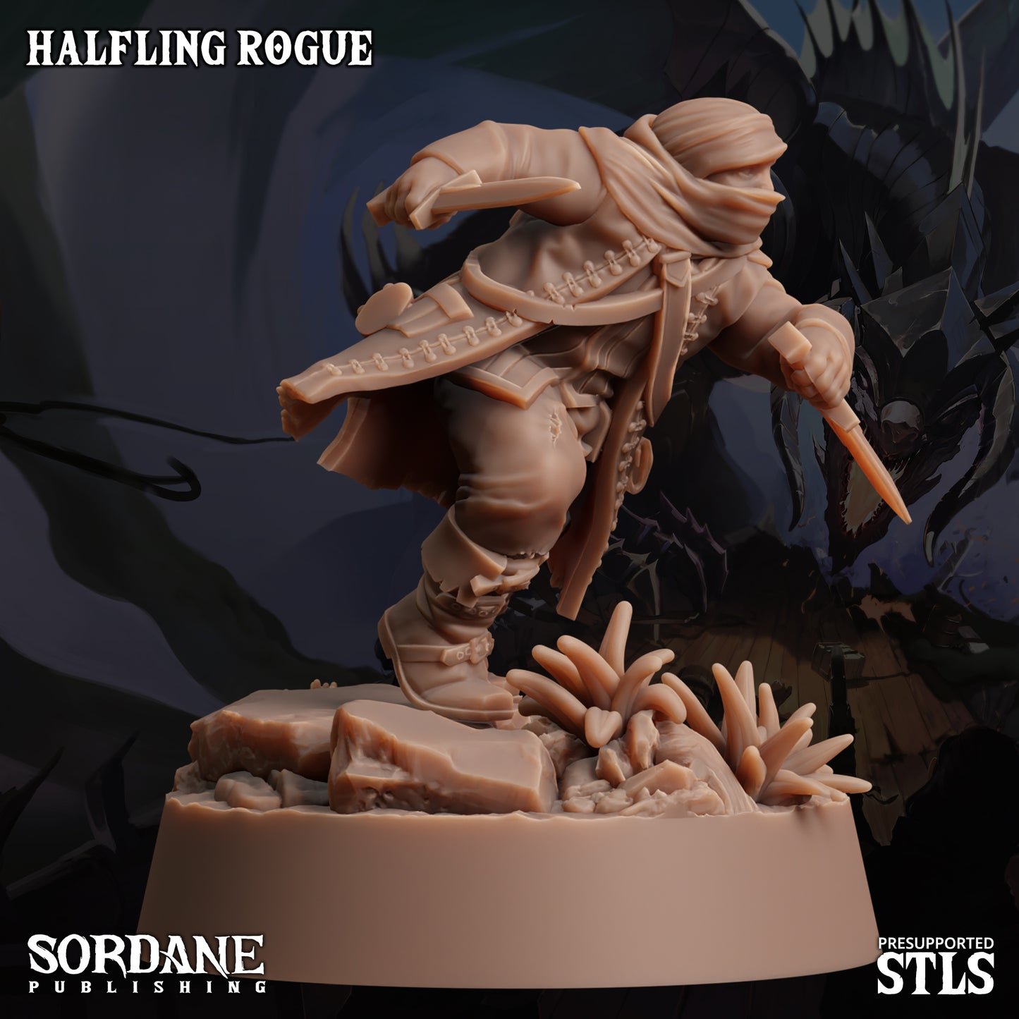 Halfling Rogue DND Miniature TTRPG Resin Figure 25mm Base