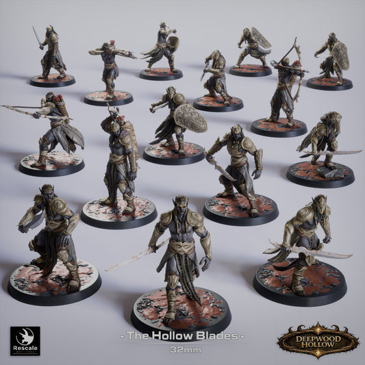 Dark Elf Hollow Blades | Shadow Assassins | Resin Tabletop RPG Figure Set | 32mm Base