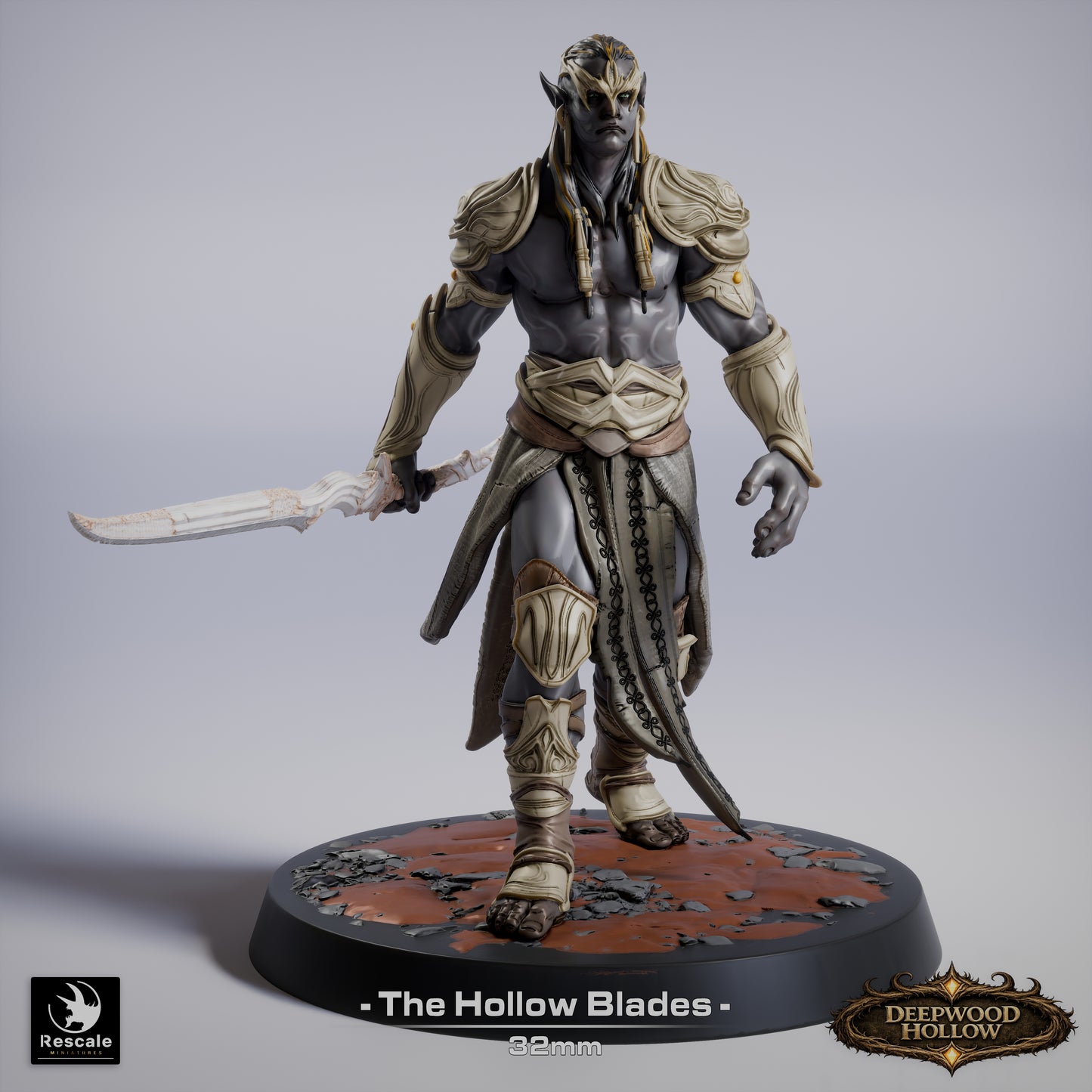 Dark Elf Hollow Blades | Shadow Assassins | Resin Tabletop RPG Figure Set | 32mm Base