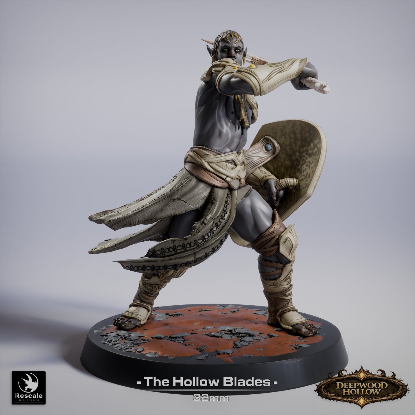 Dark Elf Hollow Blades | Shadow Assassins | Resin Tabletop RPG Figure Set | 32mm Base
