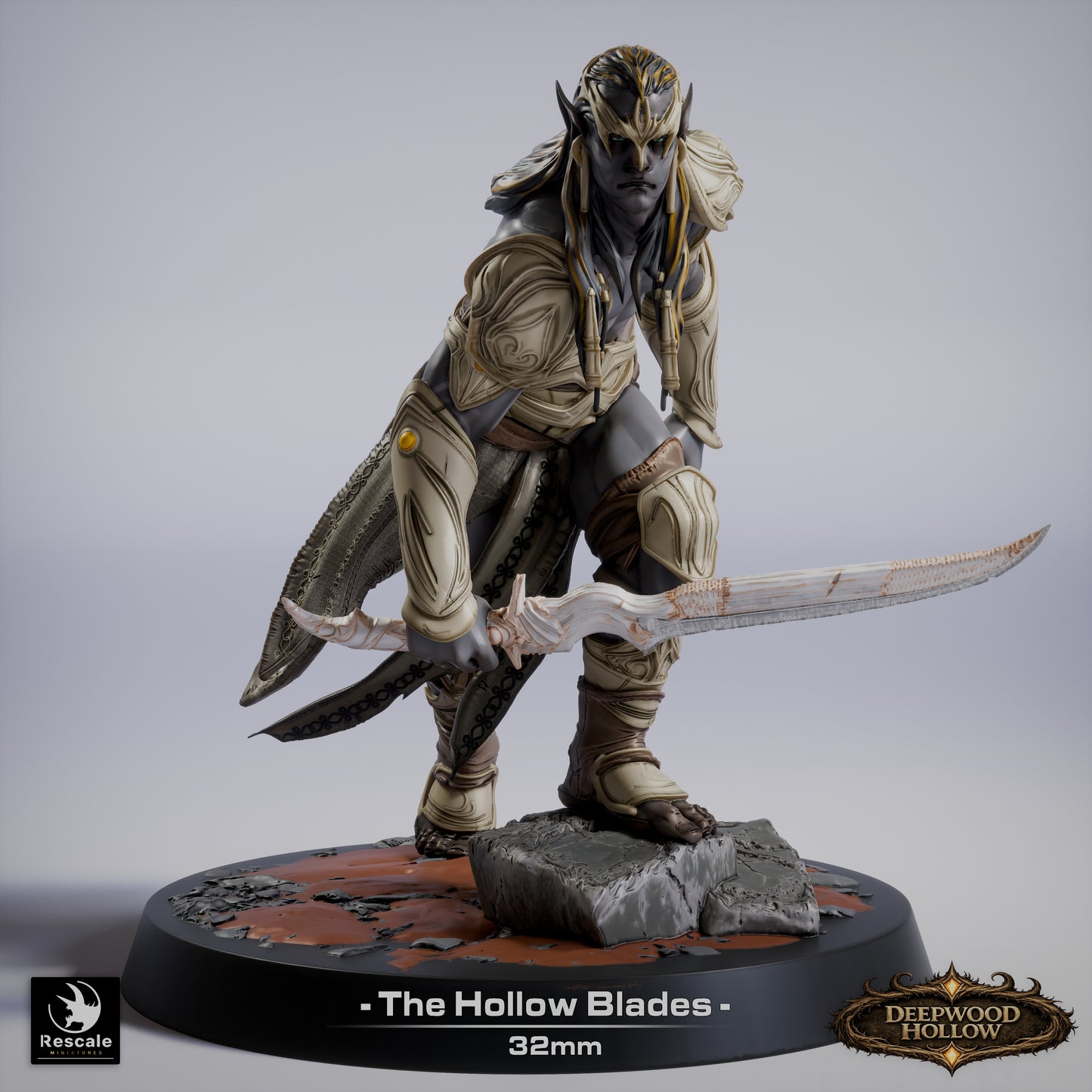 Dark Elf Hollow Blades | Shadow Assassins | Resin Tabletop RPG Figure Set | 32mm Base