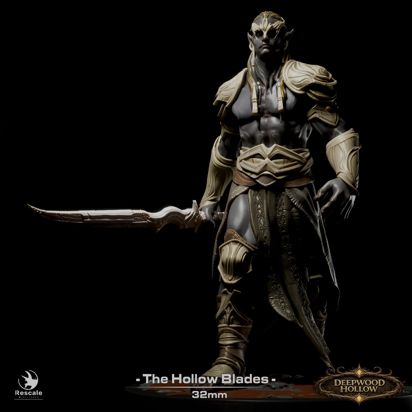 Dark Elf Hollow Blades | Shadow Assassins | Resin Tabletop RPG Figure Set | 32mm Base