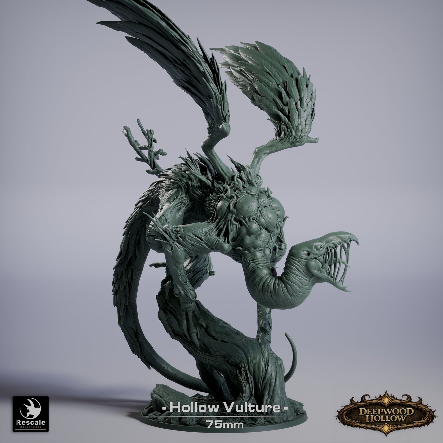 Hollow Vulture | Shadow Carrion Beast | Resin Tabletop RPG Figure | 75mm Base