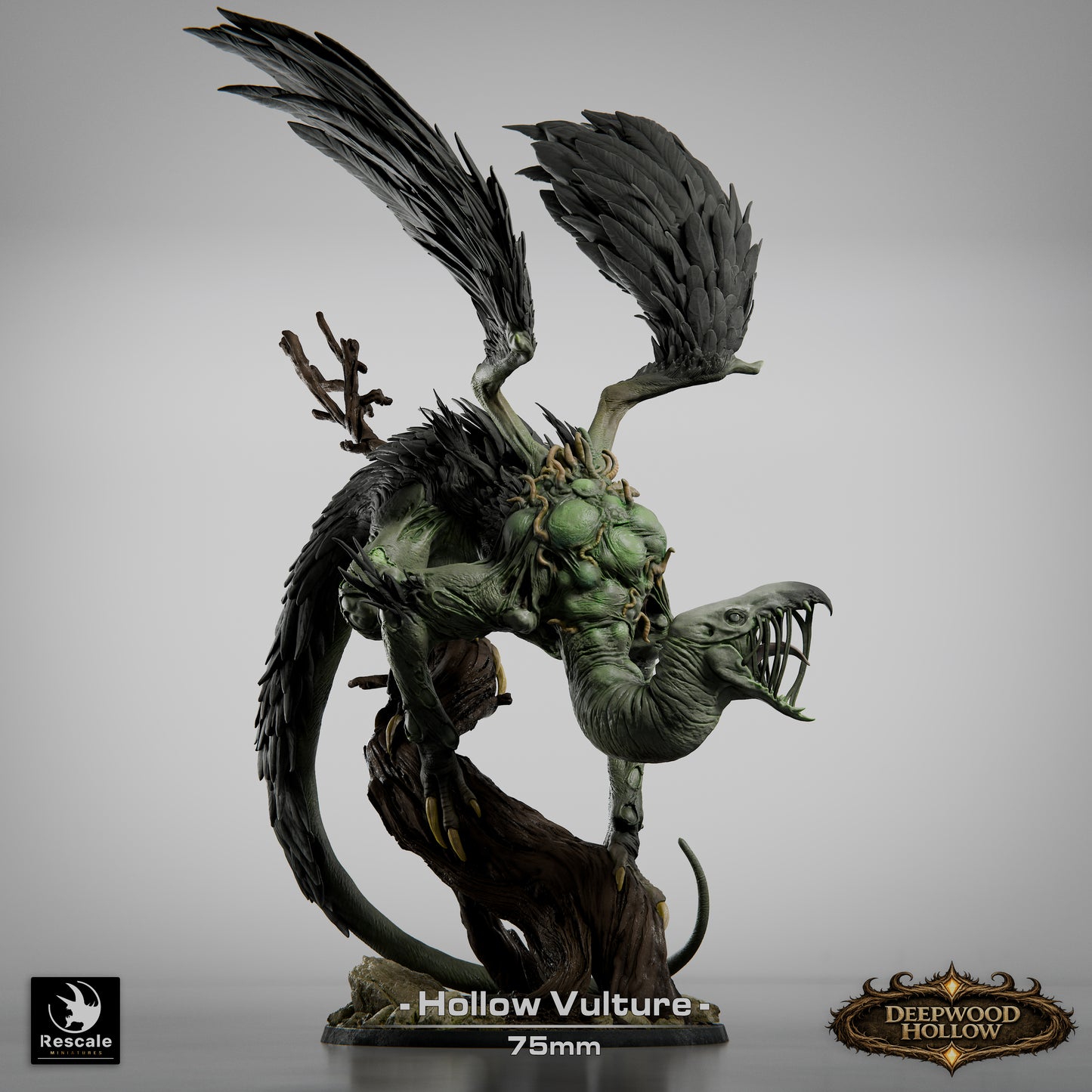 Hollow Vulture | Shadow Carrion Beast | Resin Tabletop RPG Figure | 75mm Base
