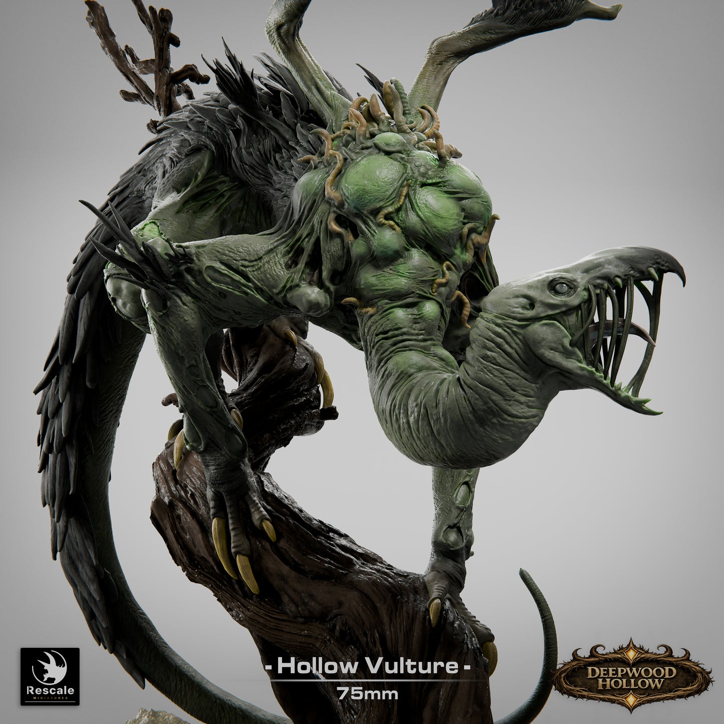 Hollow Vulture | Shadow Carrion Beast | Resin Tabletop RPG Figure | 75mm Base