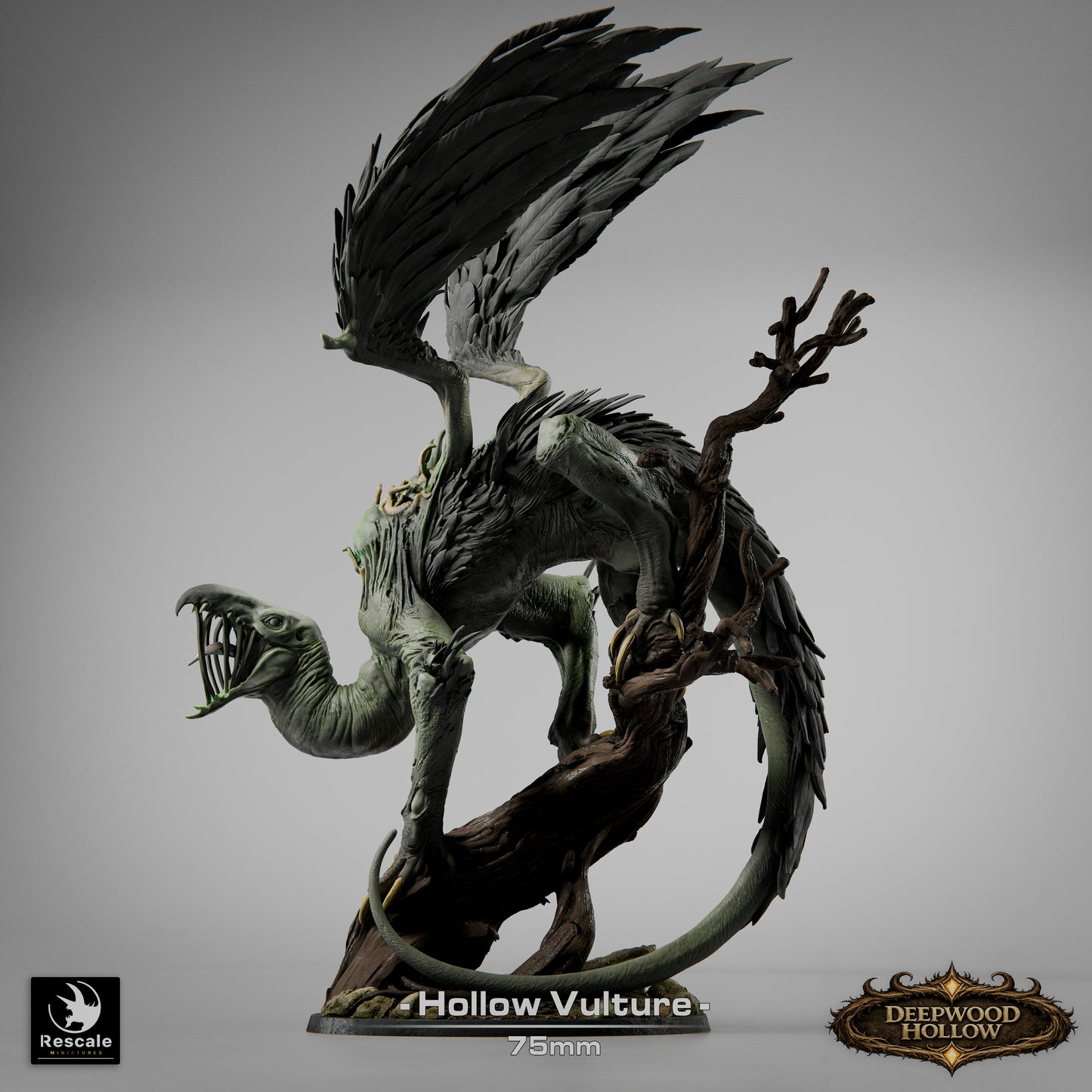 Hollow Vulture | Shadow Carrion Beast | Resin Tabletop RPG Figure | 75mm Base