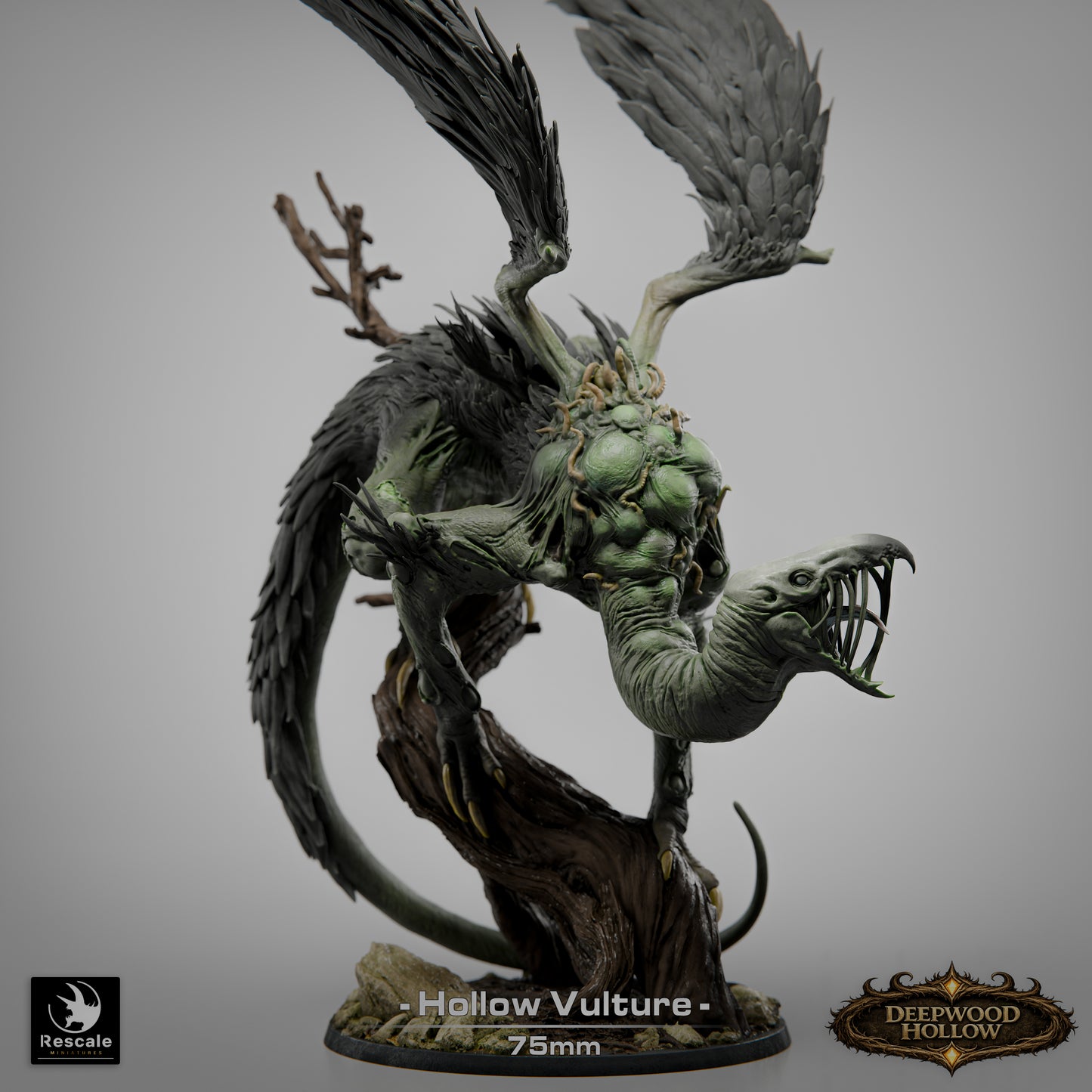 Hollow Vulture | Shadow Carrion Beast | Resin Tabletop RPG Figure | 75mm Base